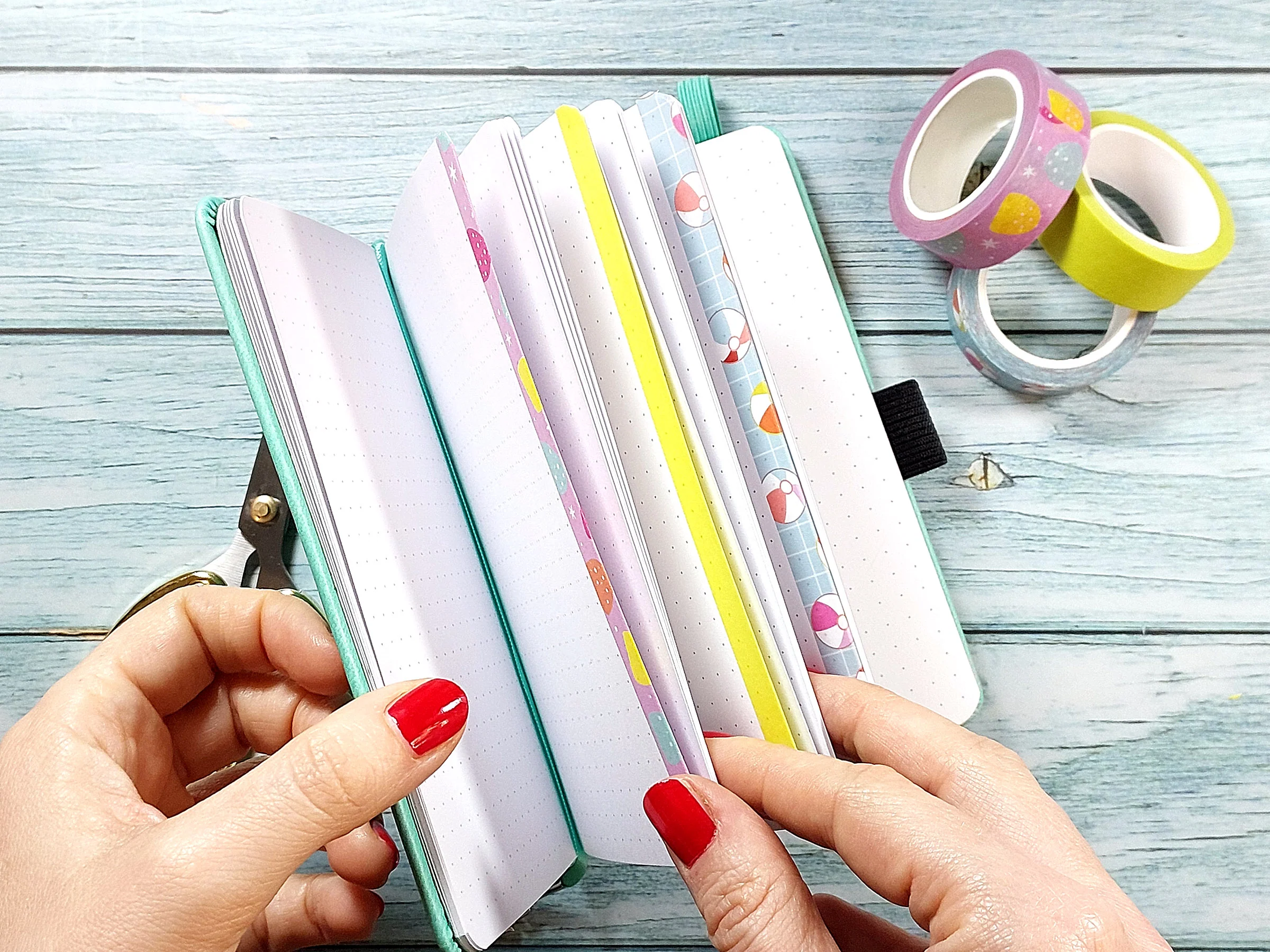 Washi tape dividers in a notebook