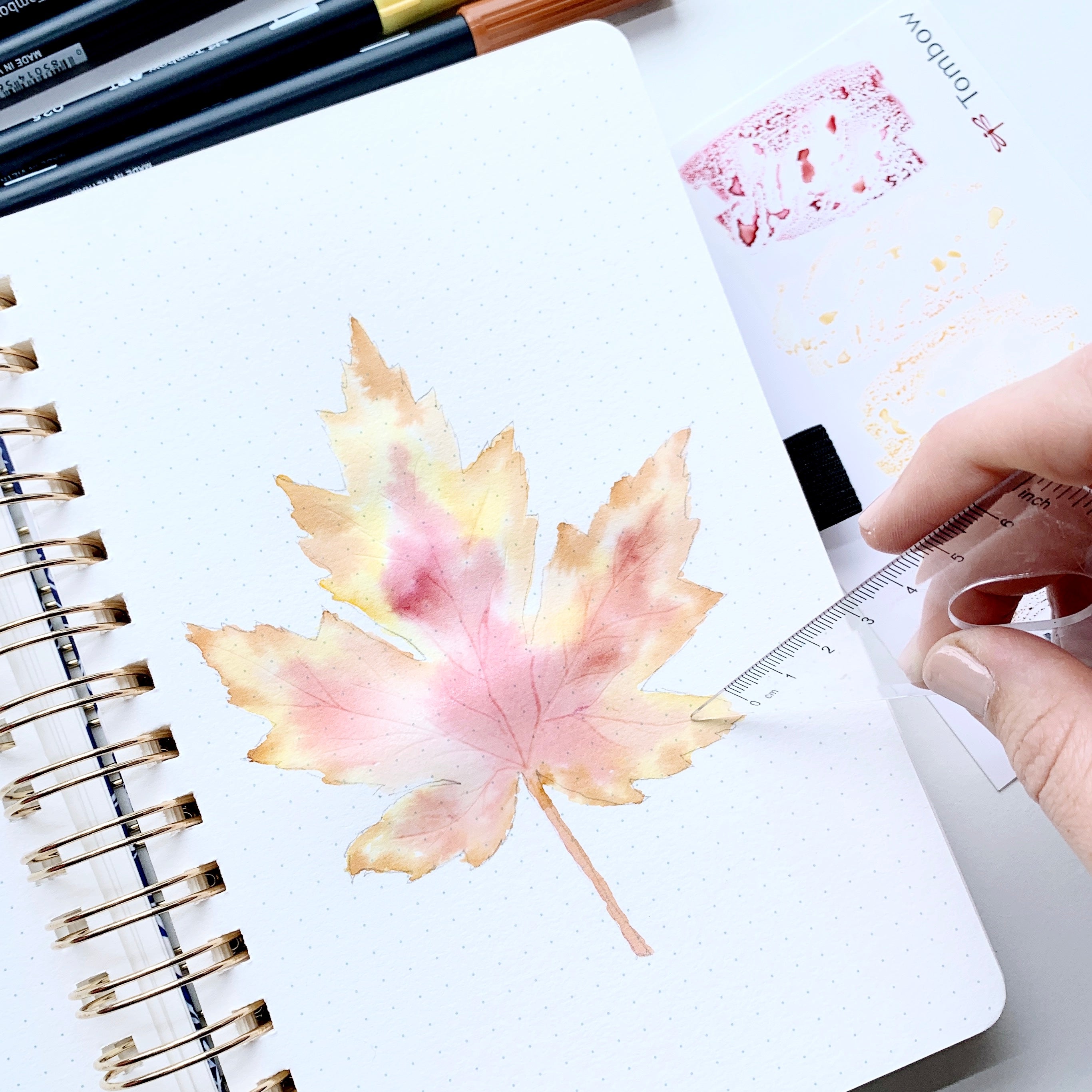 Learn how to create a fall leaf watercolor illustration with Adrienne from @studio80design!