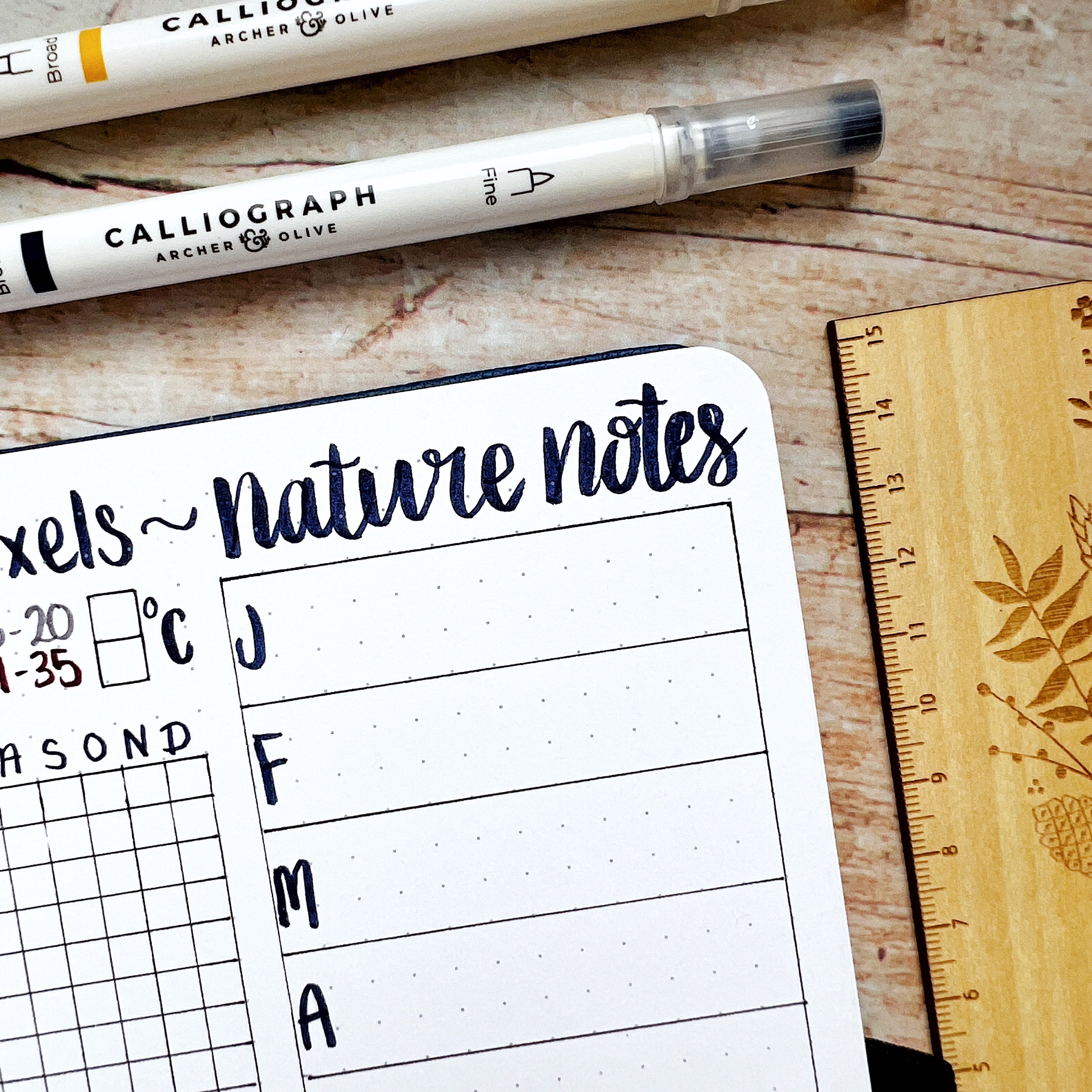 Table for nature notes each month
