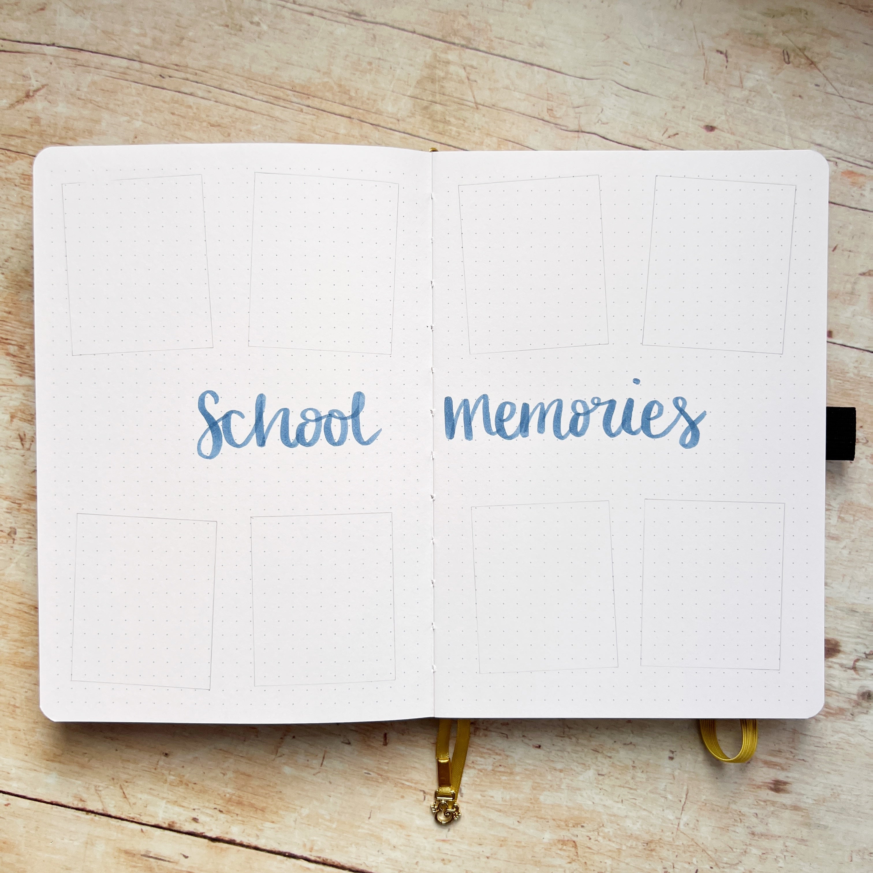 Open A5 Journal with School Memories title and space for photos