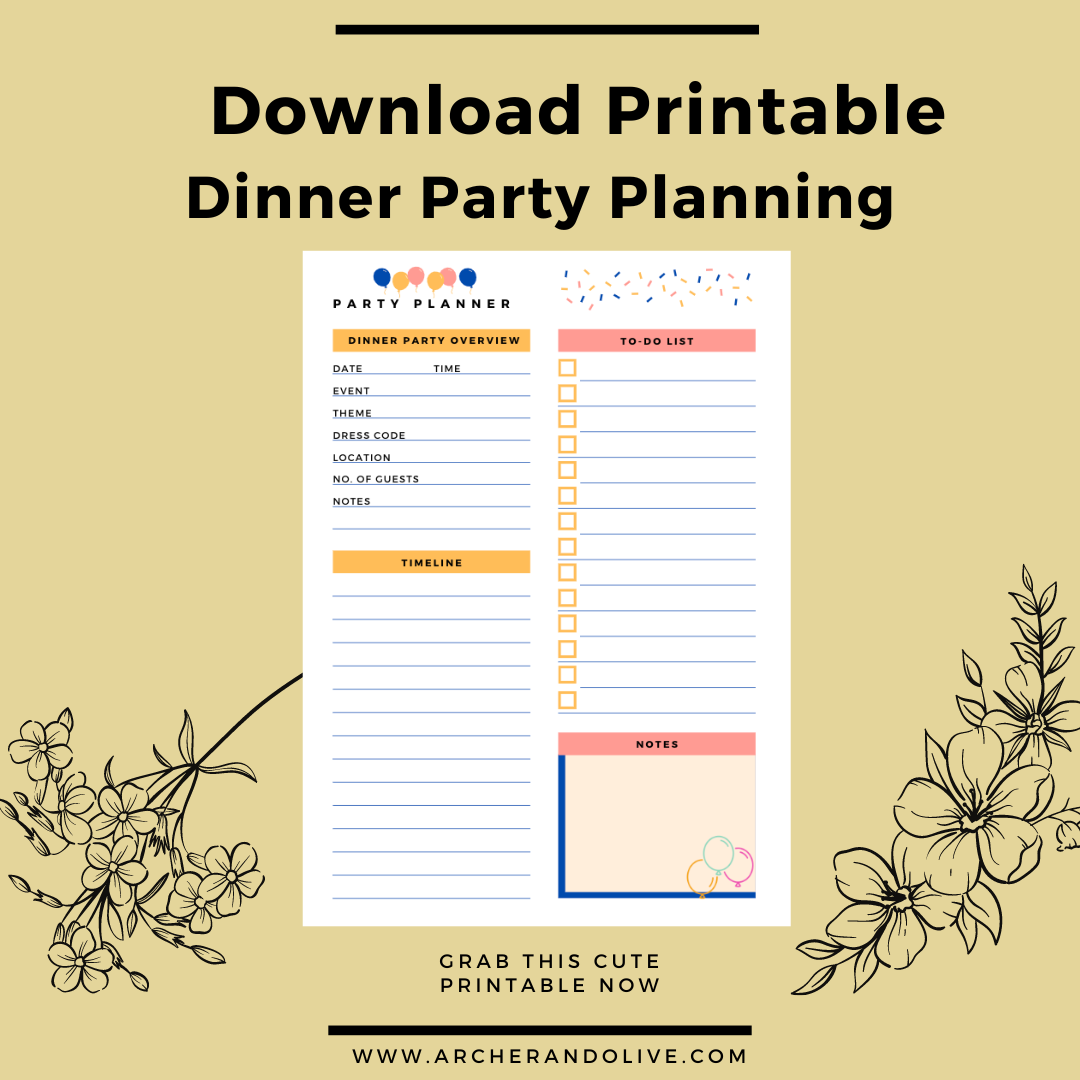 dinner party planning printable