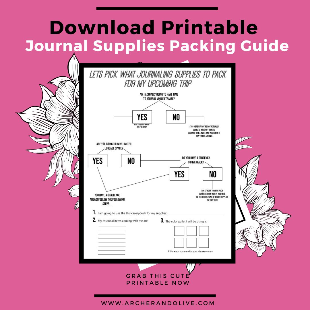Journal supplies packing flow chart printable