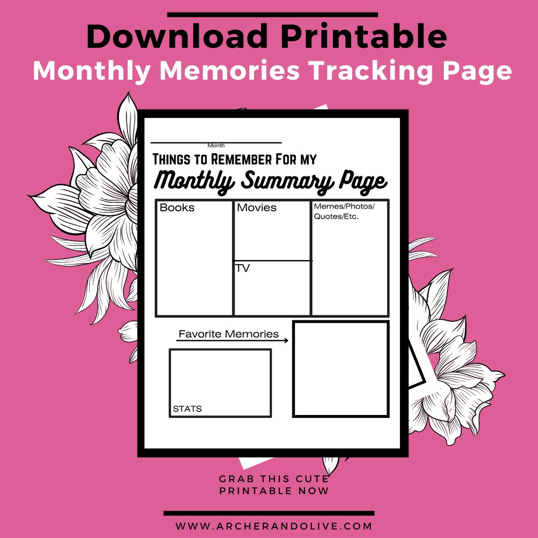 Monthly Memories Tracking SHeet