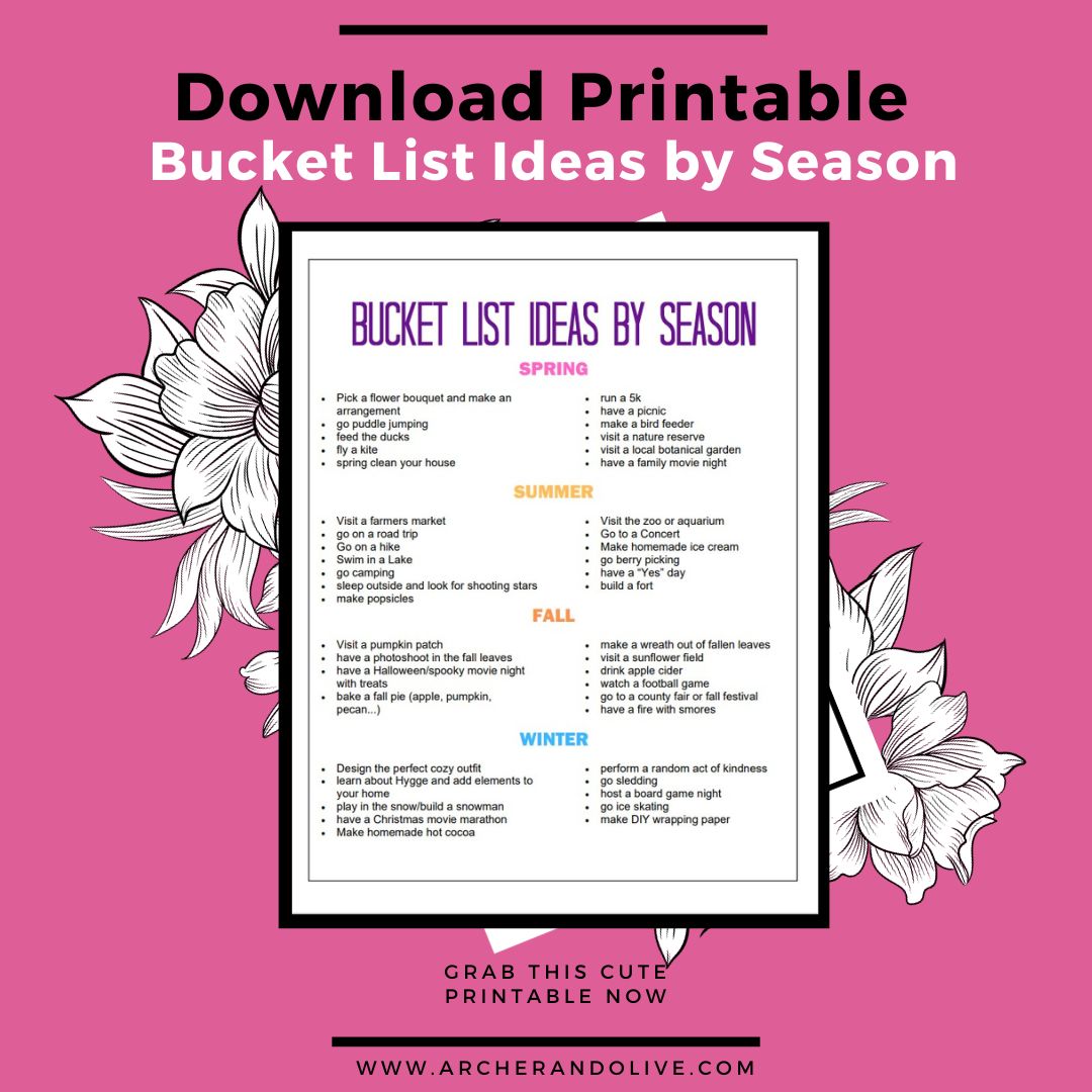 Bucket List Ideas printable