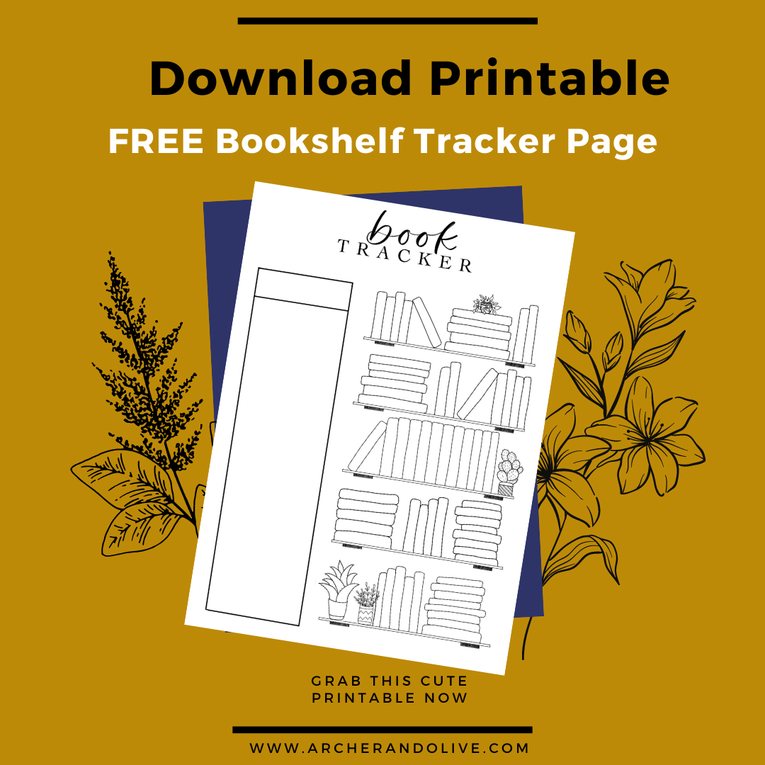 Free downloadable print of a bookshelf book tracking spread.