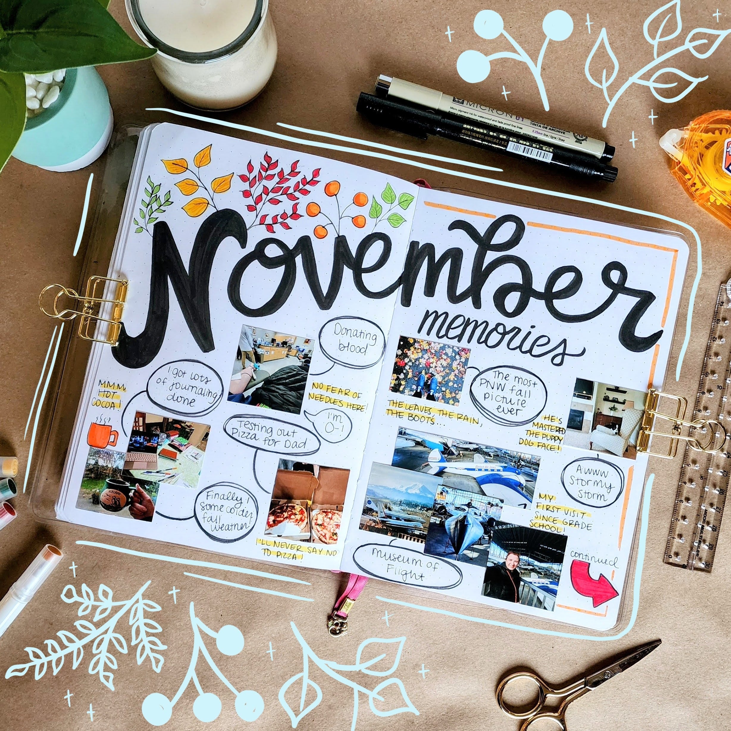 Documenting everyday memories in a bullet journal using photos