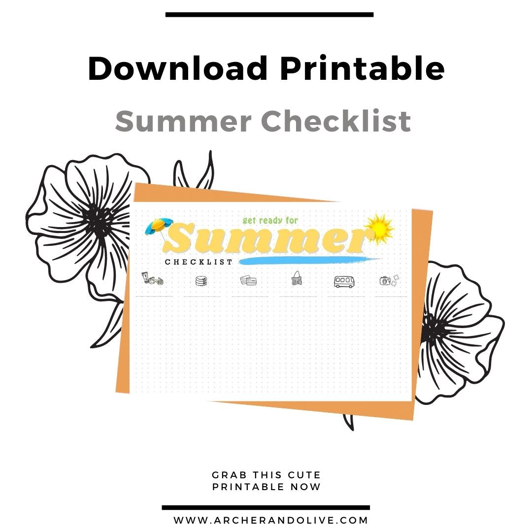 Get Ready For Summer Checklist In Your Bullet Journal Free Printable Archer And Olive