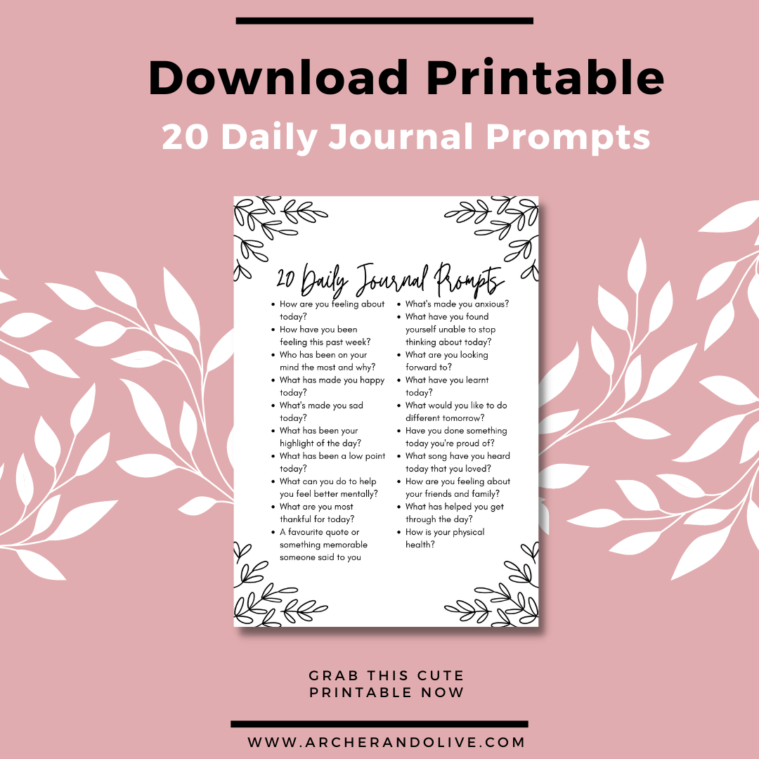 20 Journal Prompts Free Printable 
