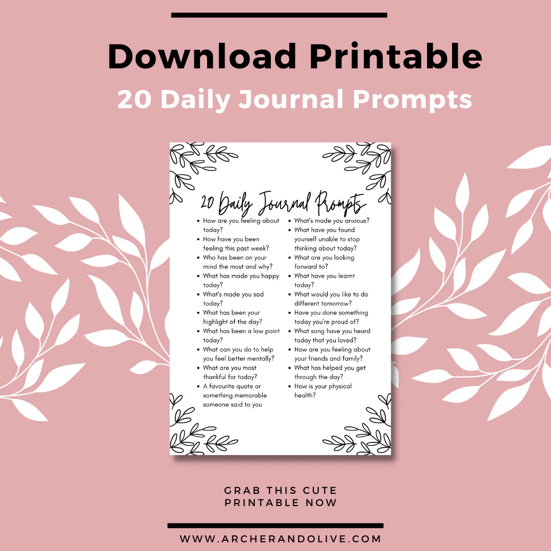 20 Journal Prompts Free Printable 