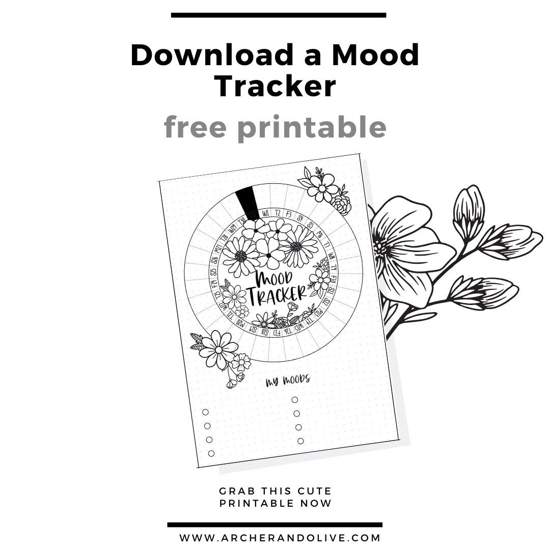 bullet journal, free printable, mood tracker, masha plans, archer and olive