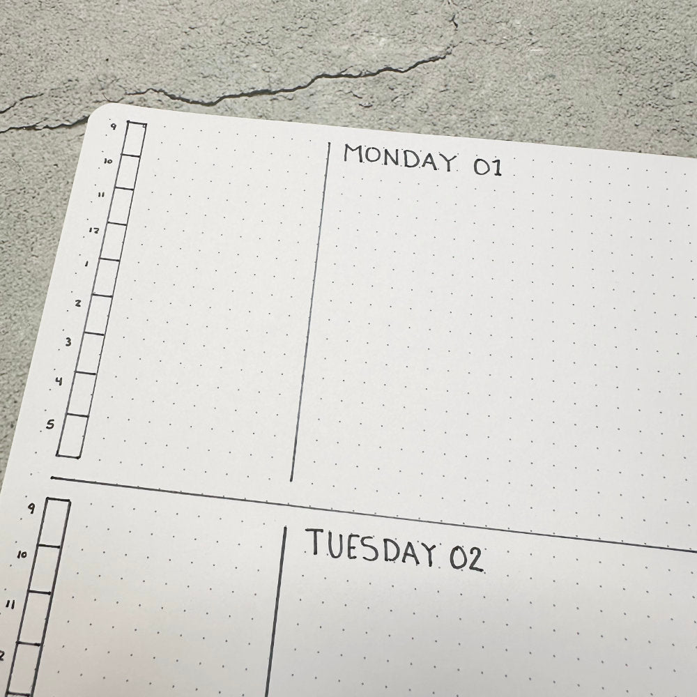 bullet journal layout of a schedule