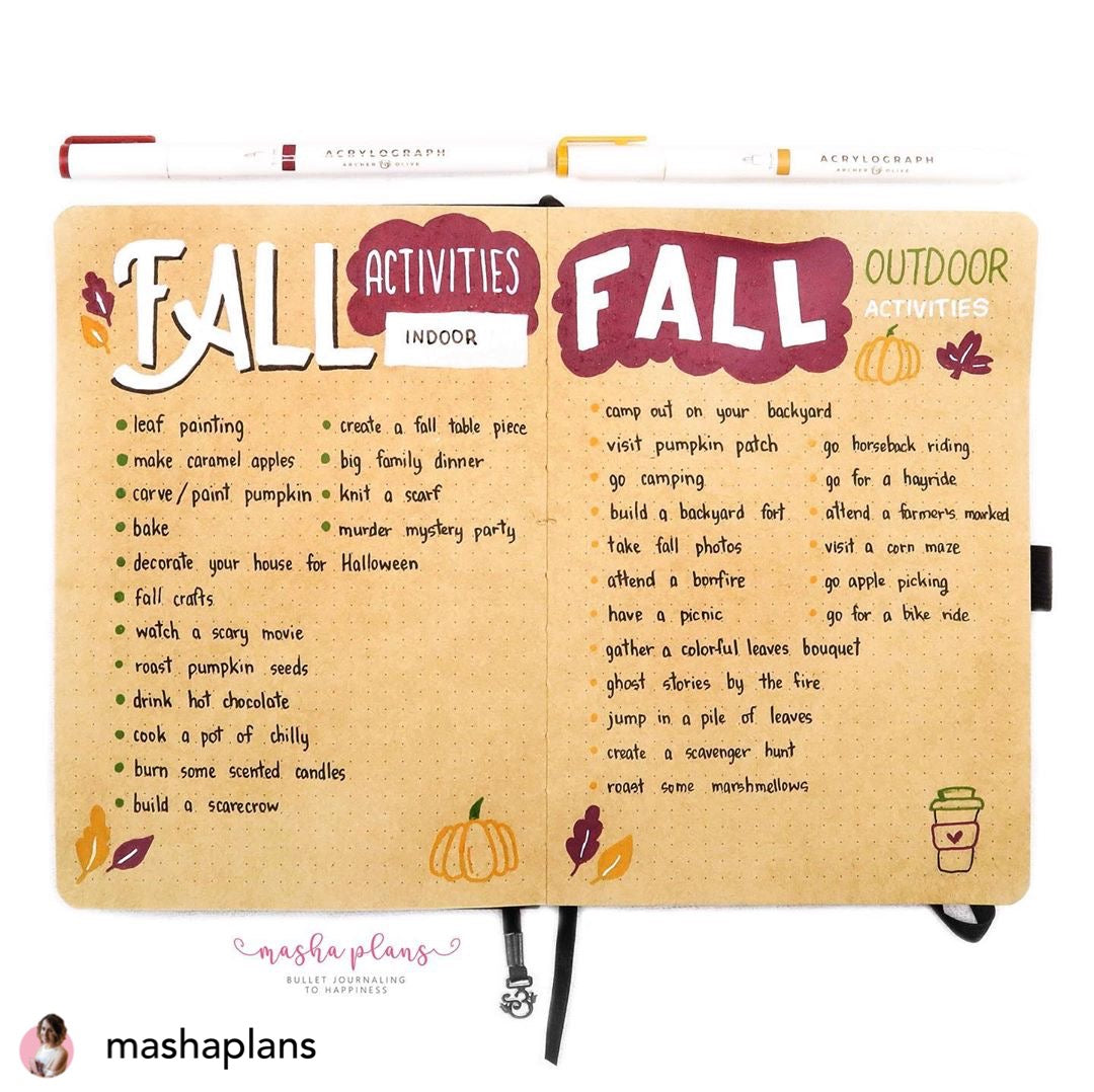 Fall bucket list spread