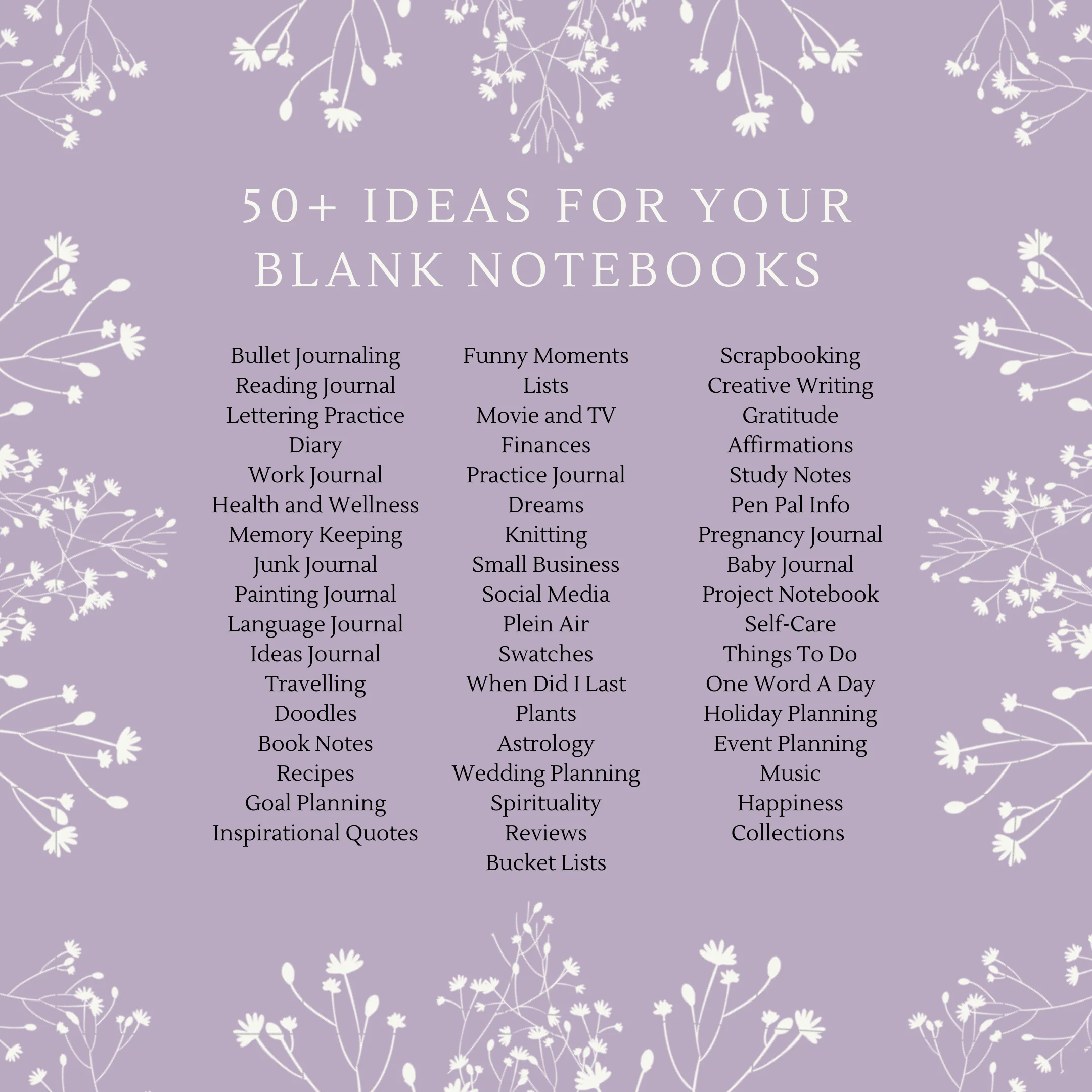 50+ Ideas For Your Empty Notebooks And Blank Journals!