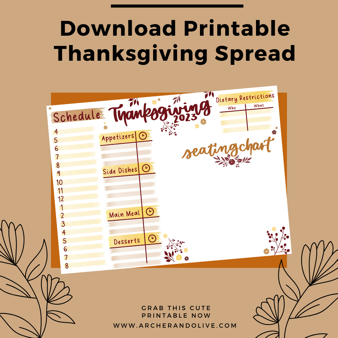Downloadable thanksgiving PDF for bullet journaling