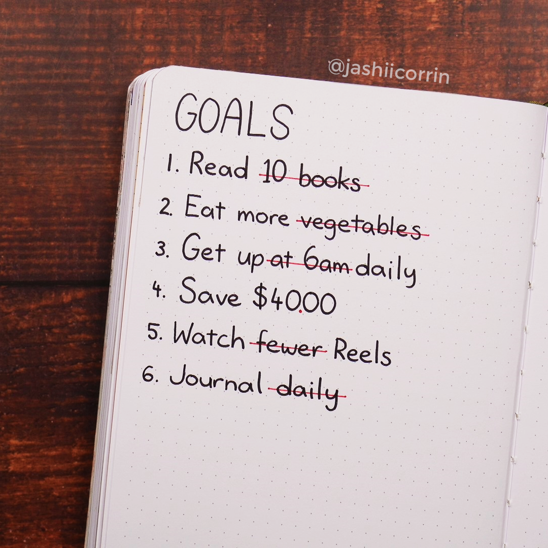 crossed out goal list