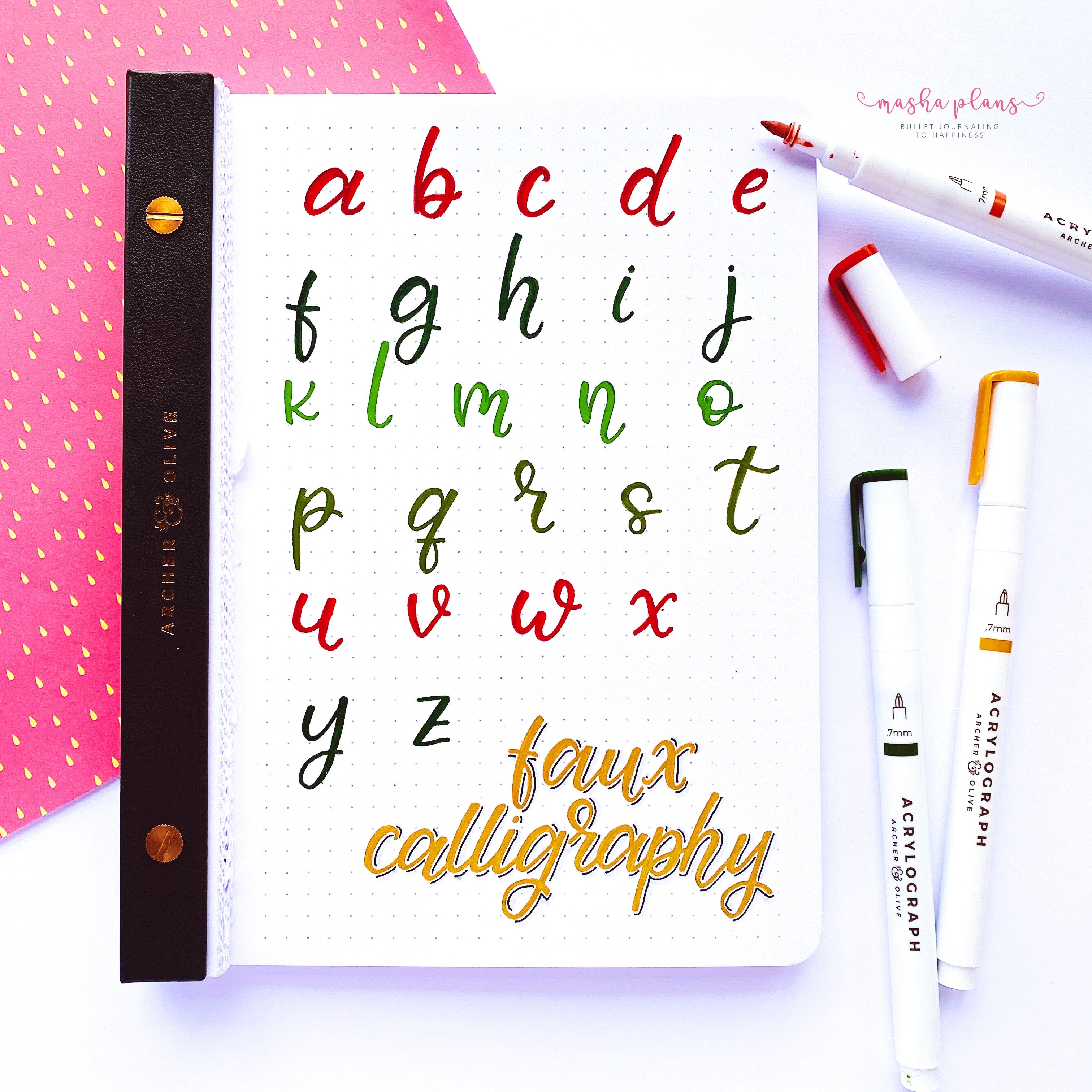 faux calligraphy alphabet photo