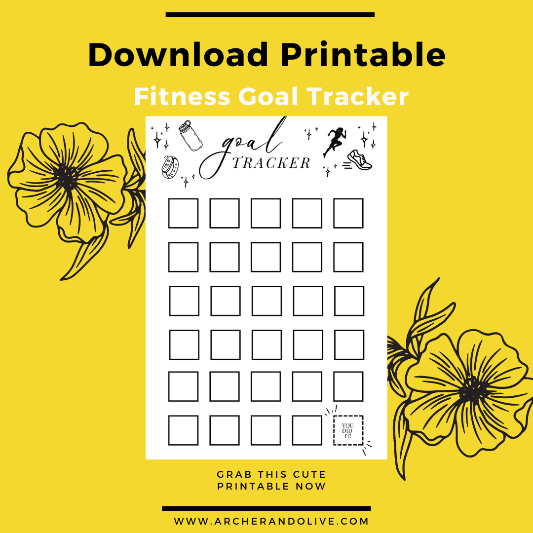 A free printable to download to track your fitness goals in your bullet journal.