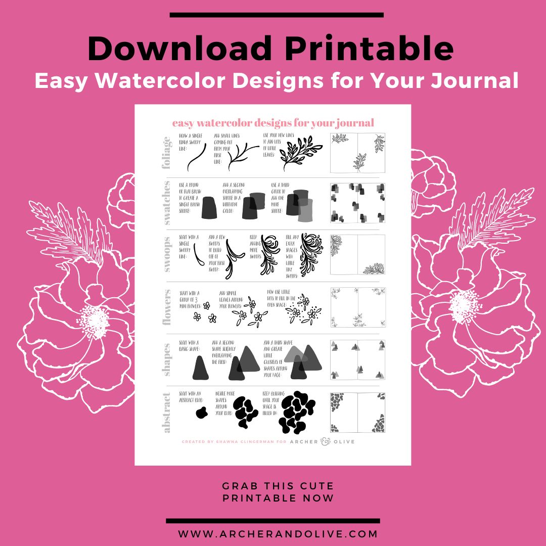 Free Watercolor Designs Guide for your Journaling Pages