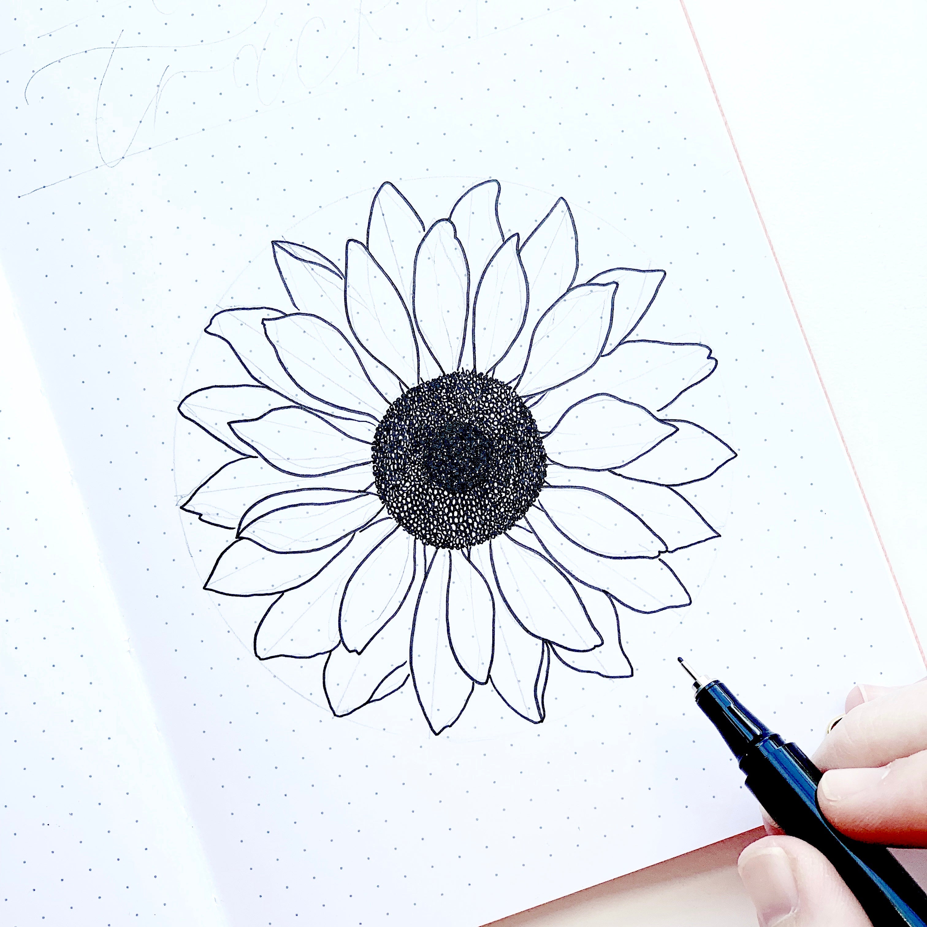 Learn how to make a sunflower habit tracker in your dot grid notebook with Adrienne from @studio80design!