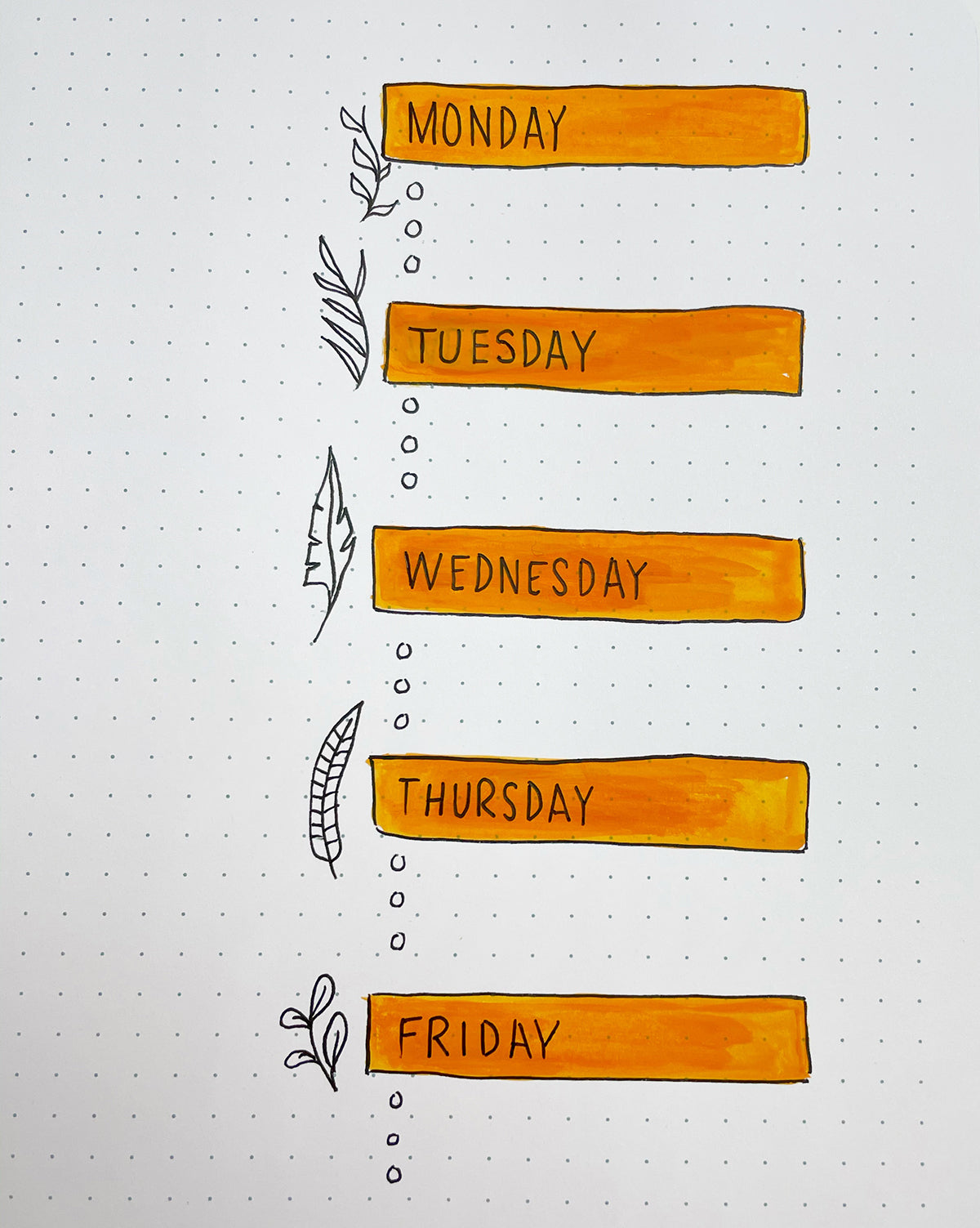 weekly page with gouache paint accent