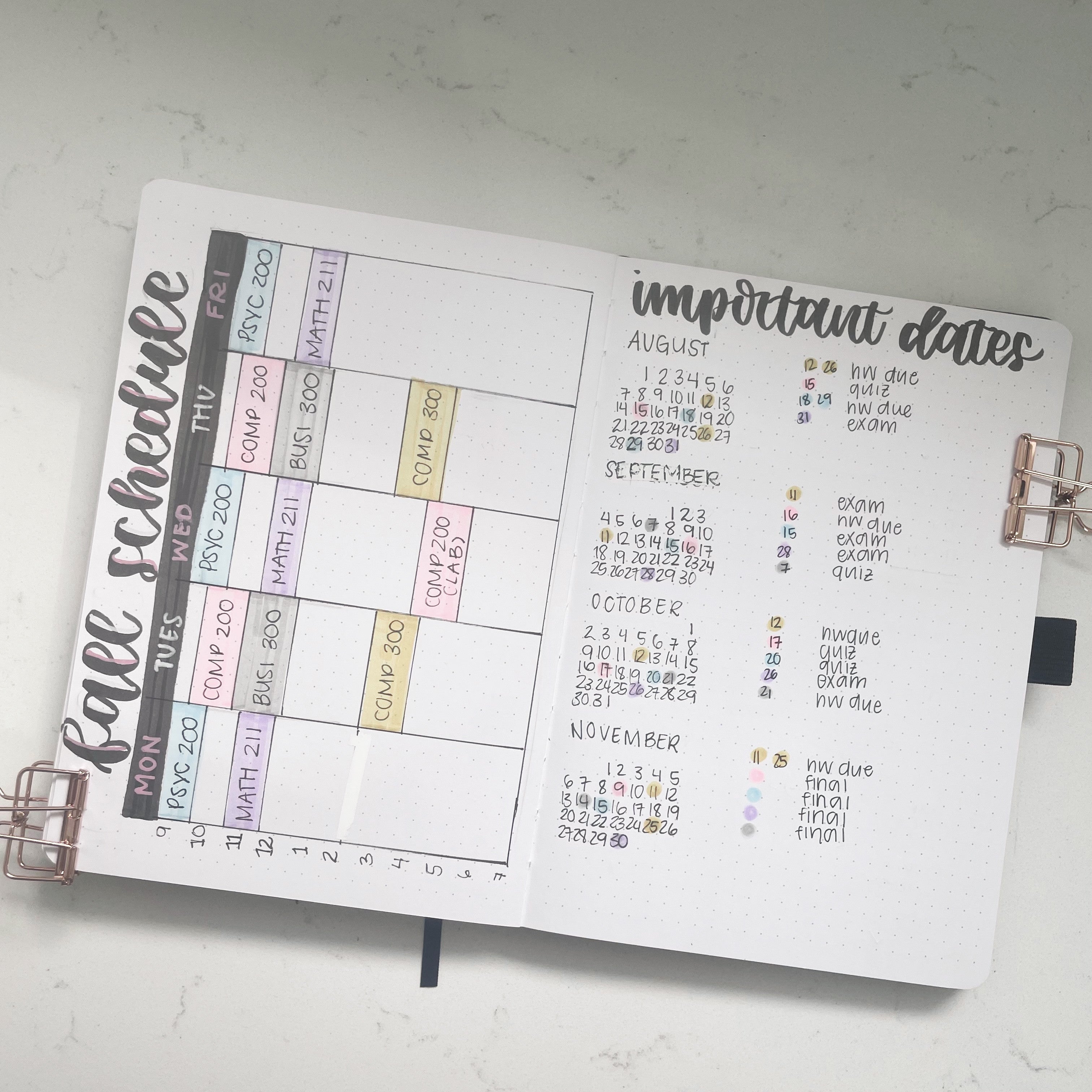 Time-block Weekly spread