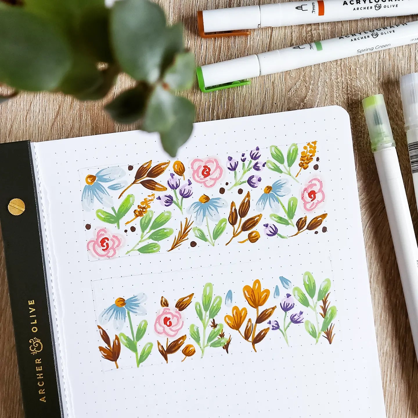 Floral doodles on Archer & Olive Notepad