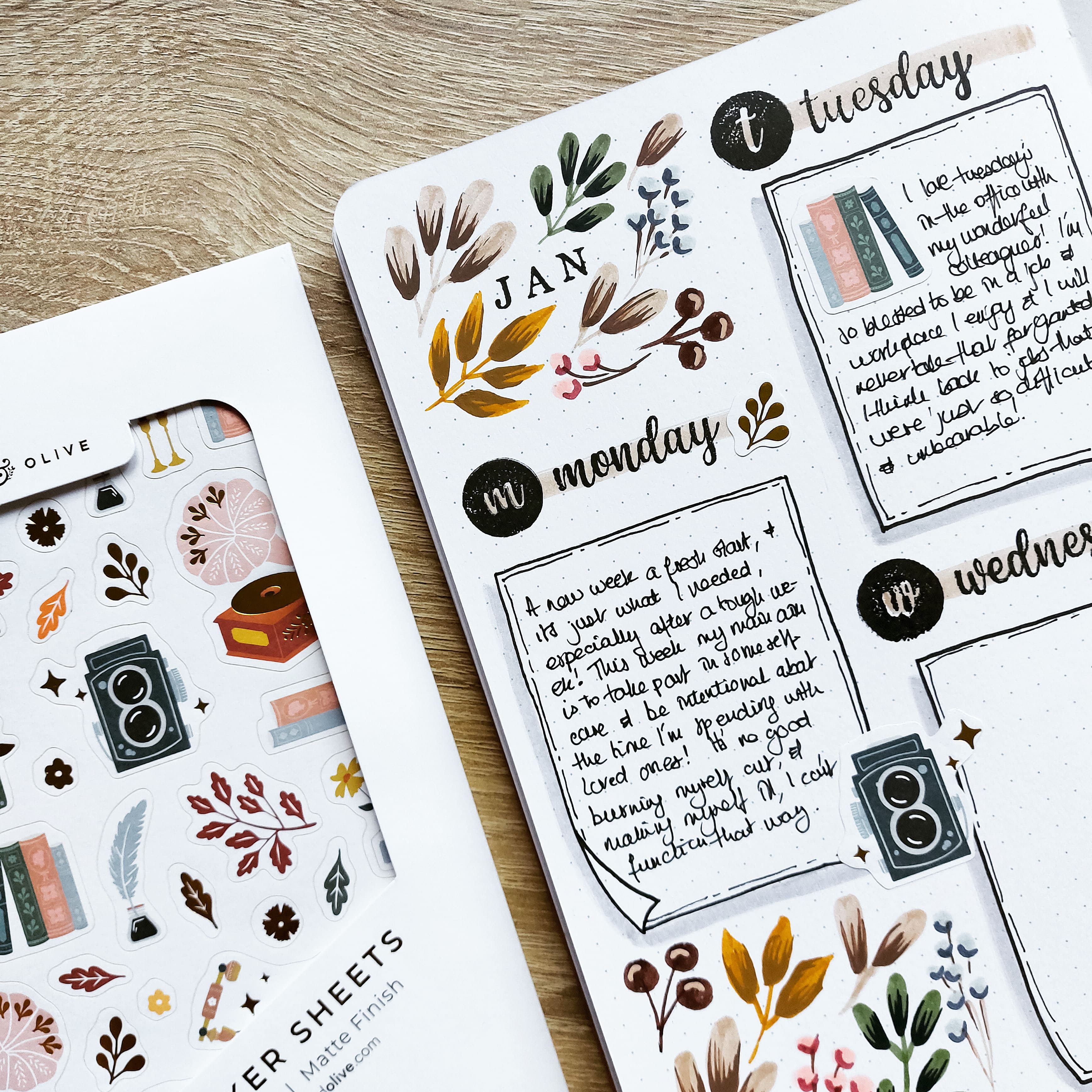 Vintage Sticker bujo spread