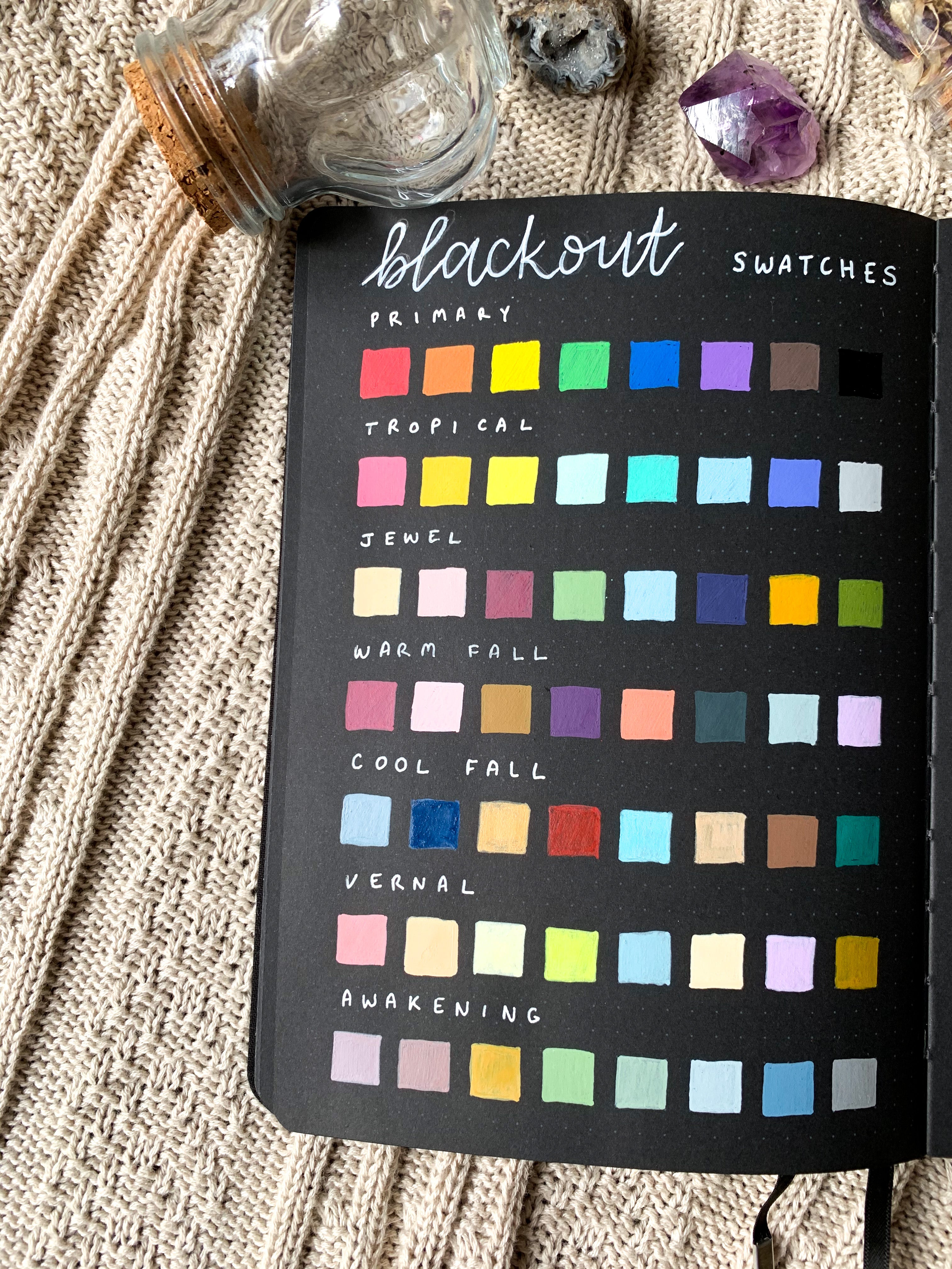 Acrylograph Swatches on Blackout Notbook