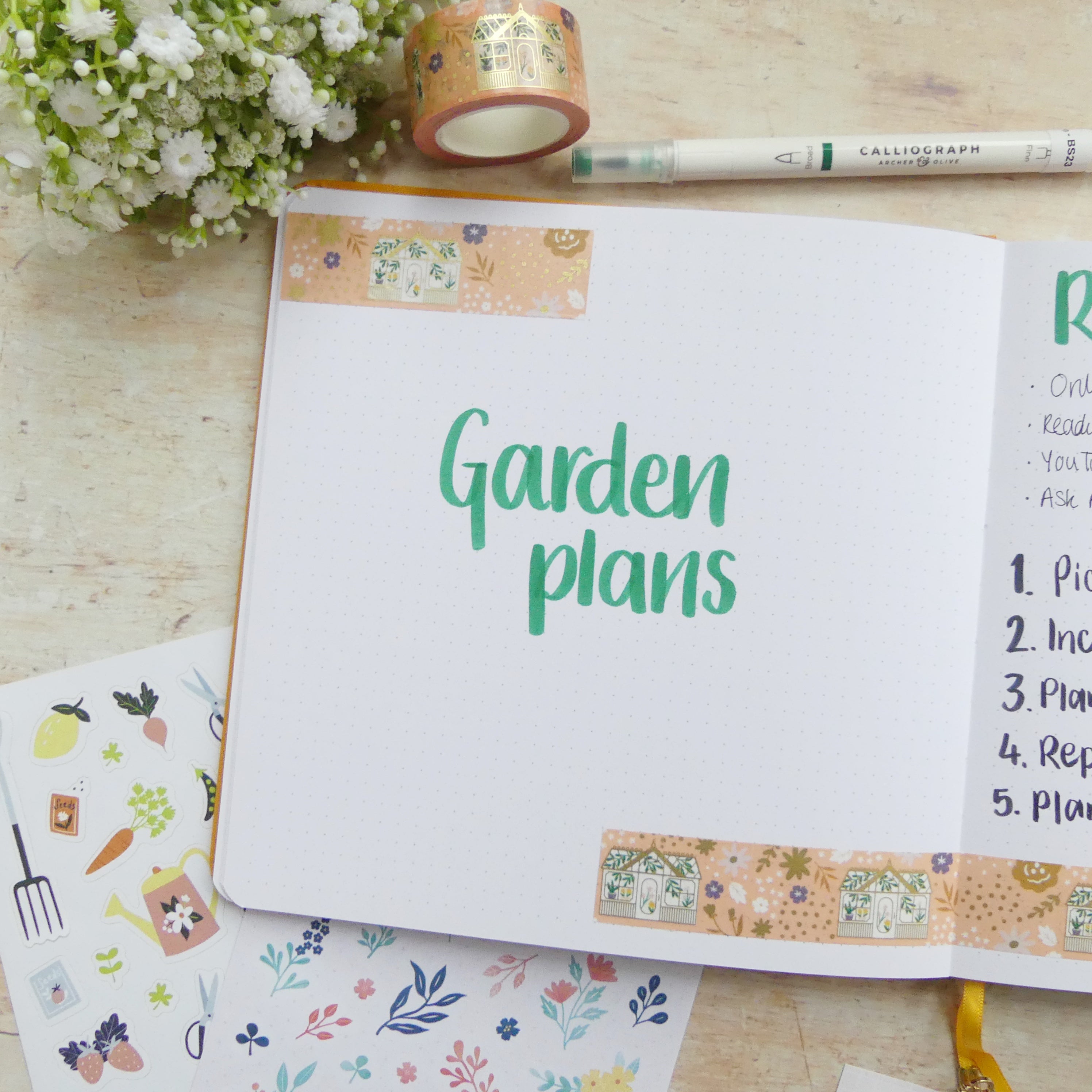 Open 8x8 Journal with title Garden Plans