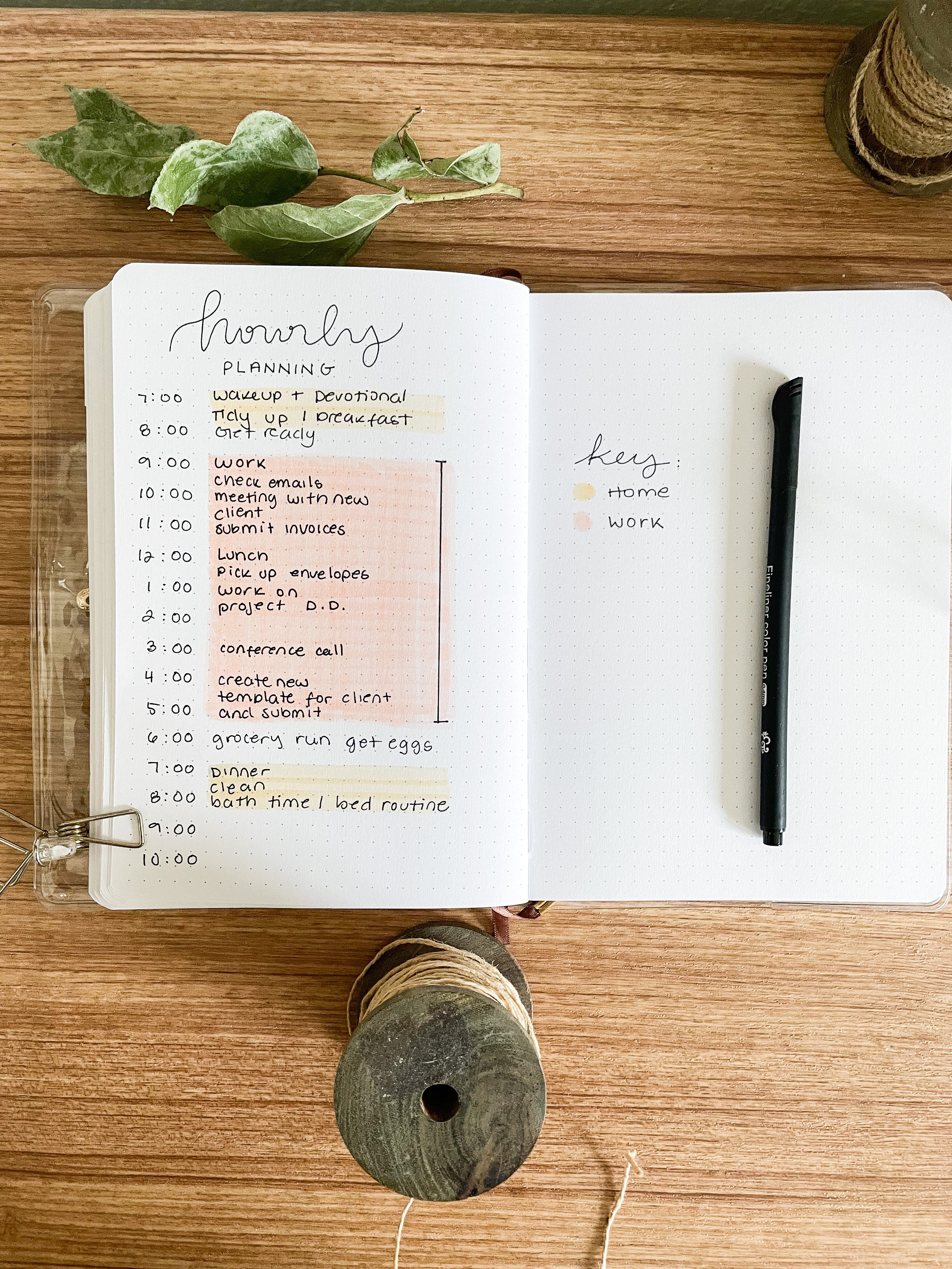 hourly planning with highlights