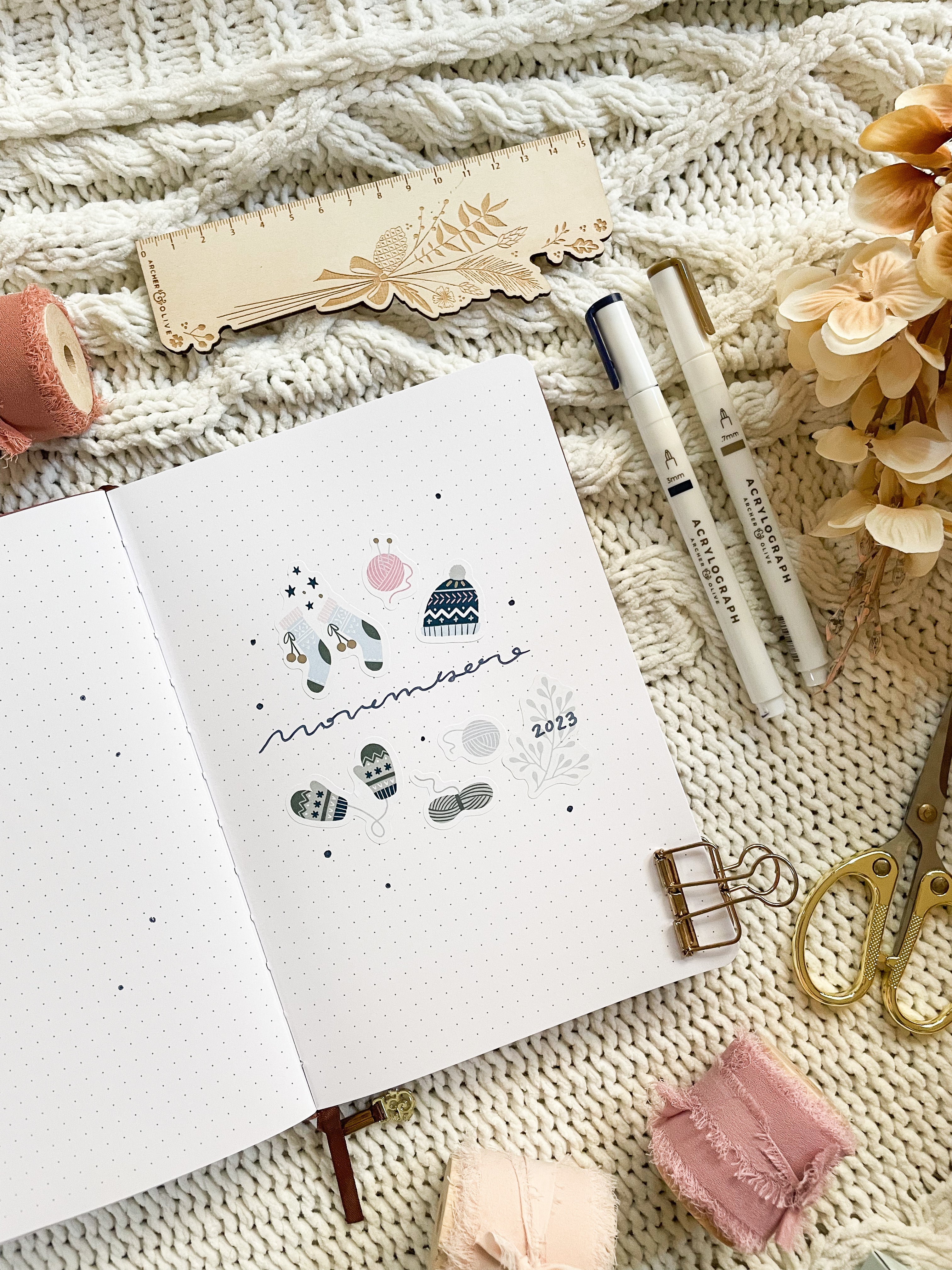 Knitting theme bullet journal