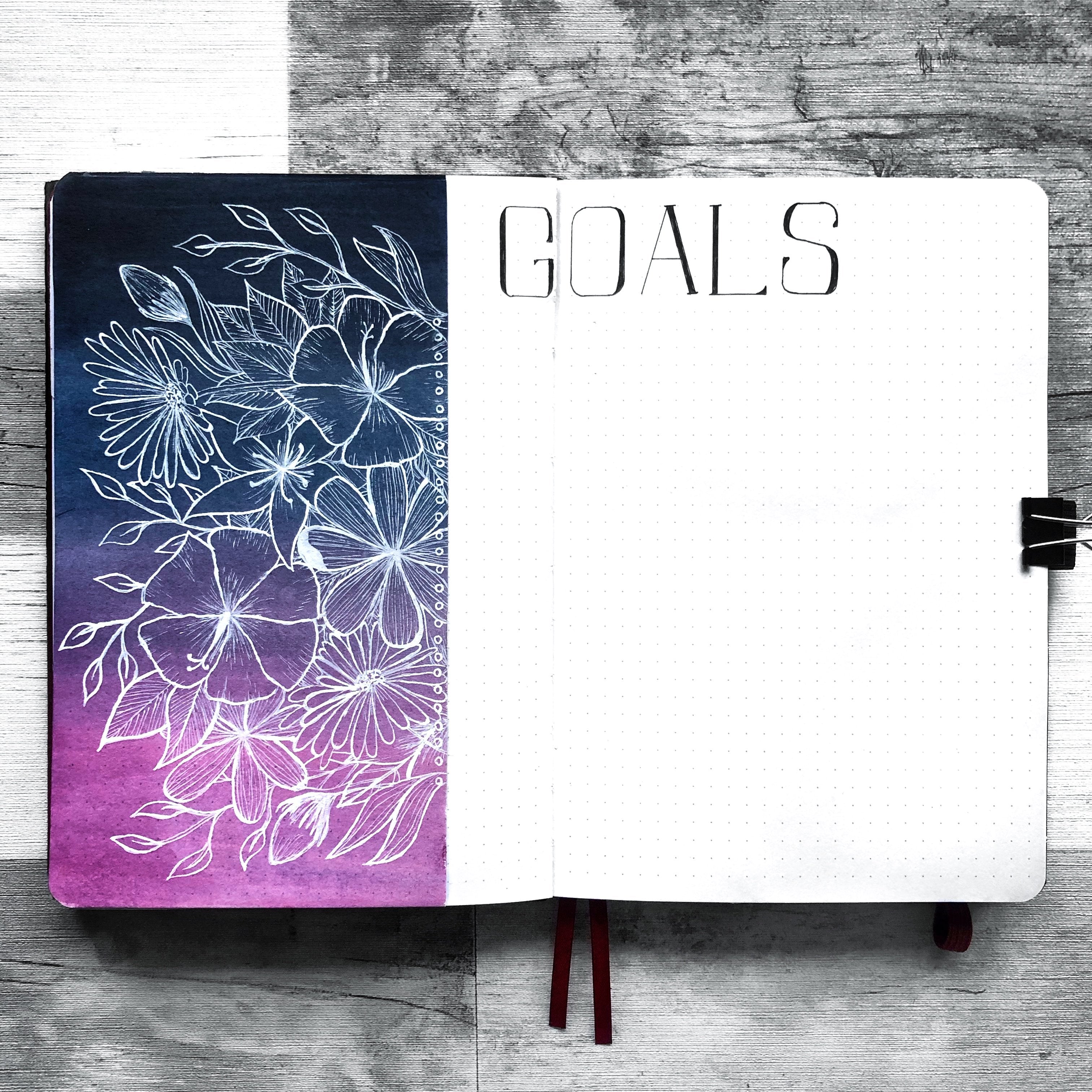 bullet journal goal spread