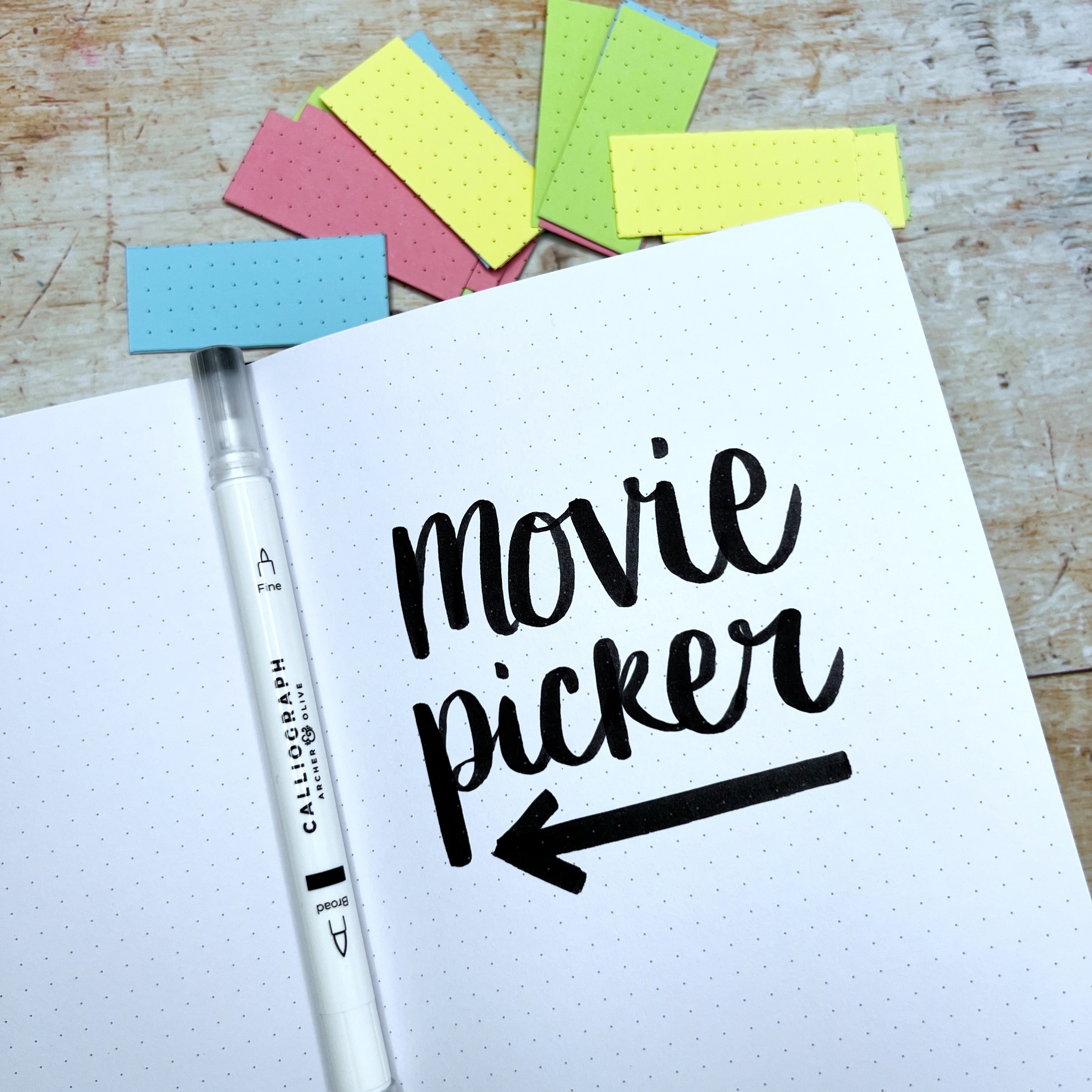 Open journal with title movie picker