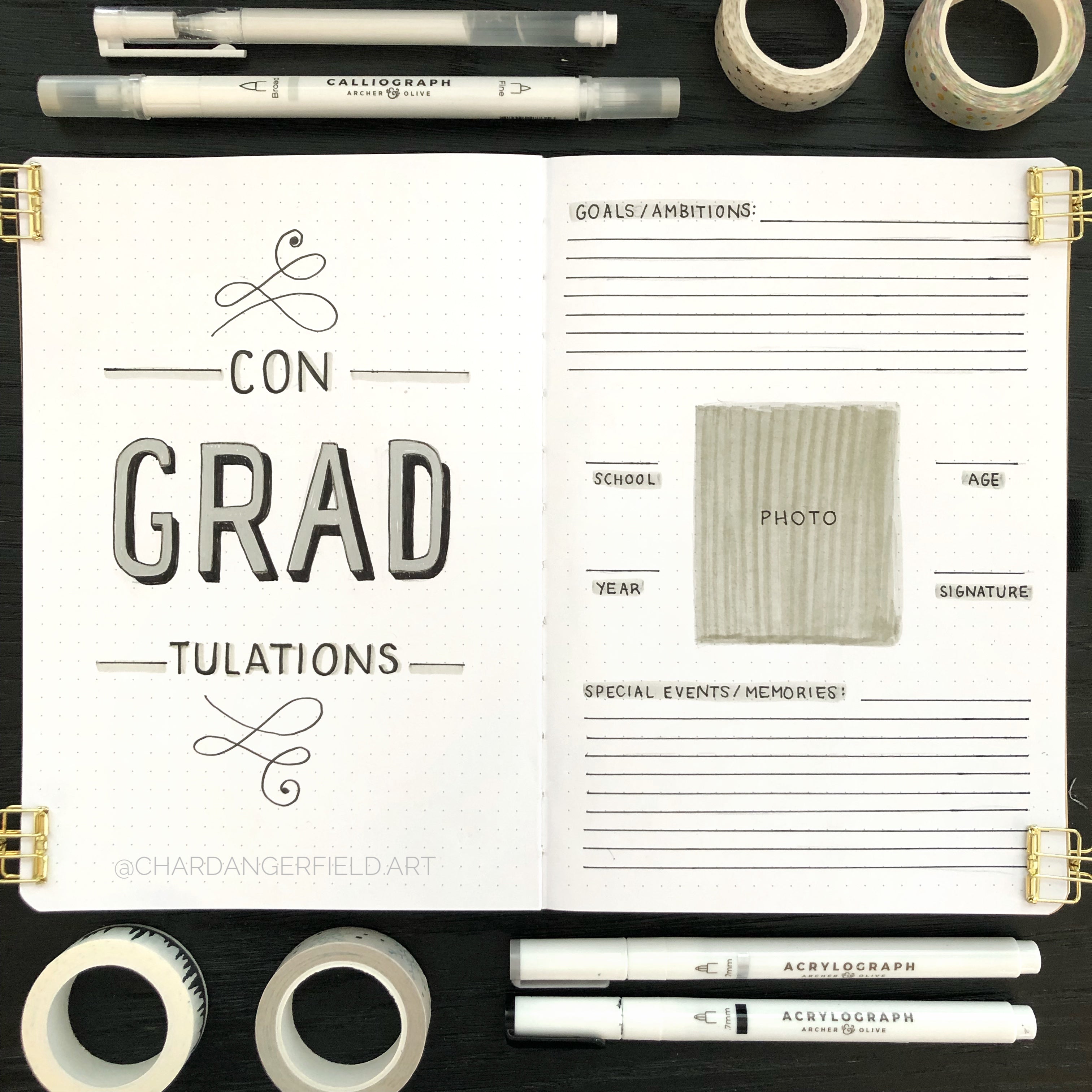 graduation bullet journal spread