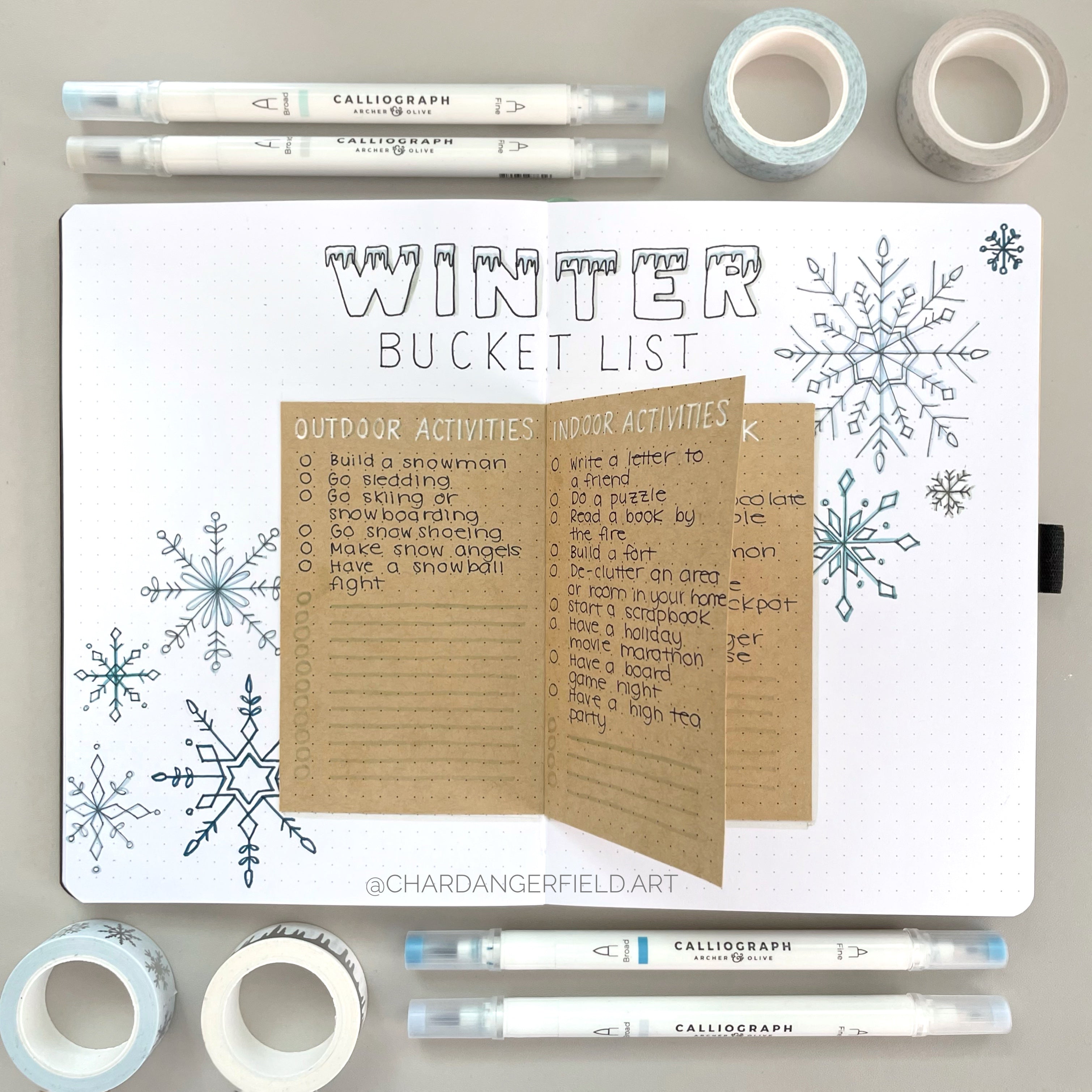 finished winter bucket list spread
