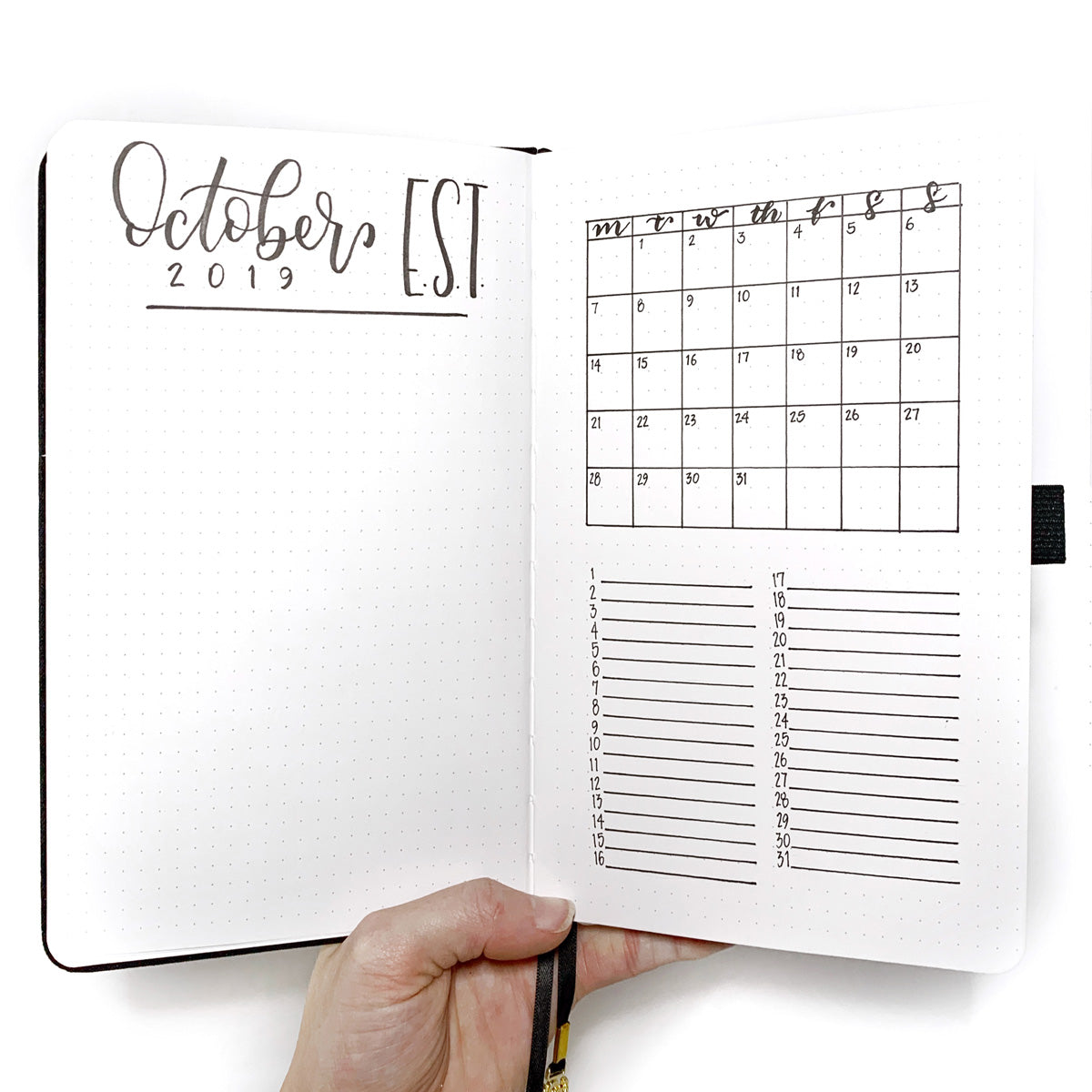 Start your Bullet Journal: How to Draw a Monthly Spread Calendar