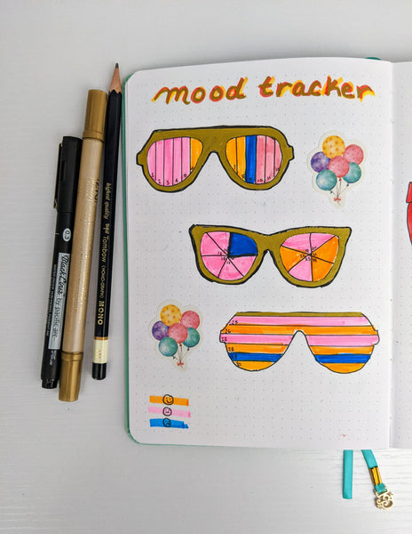 Colorful three sunglasses mood tracker 