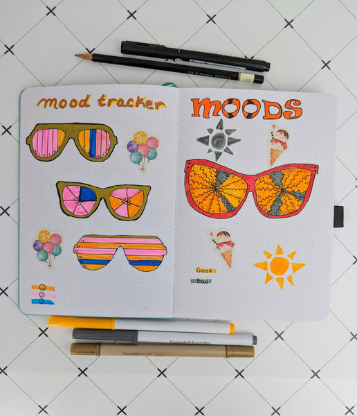 two page sunglasses mood tracker