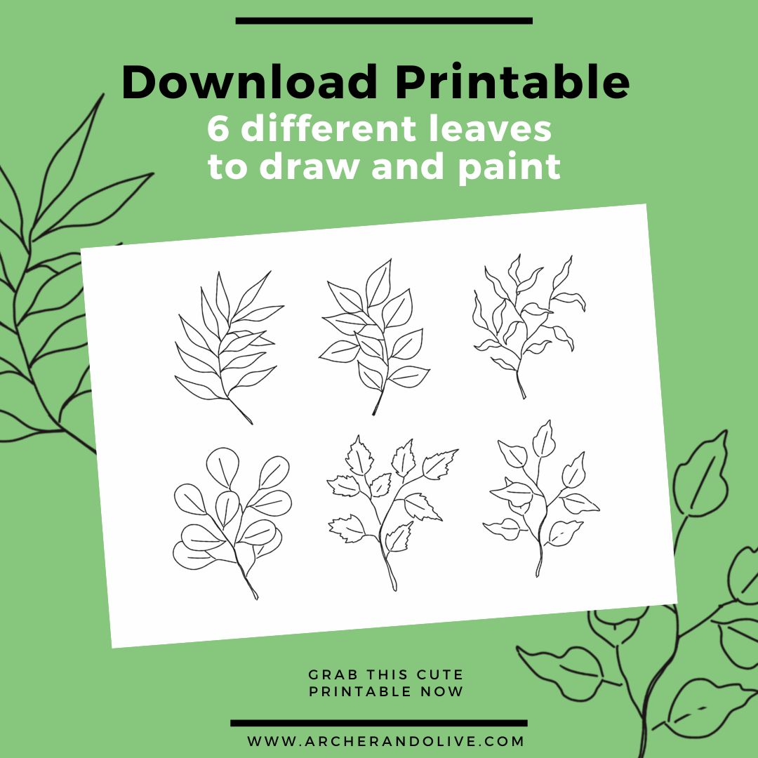 Download printable 6 different leaves to paint