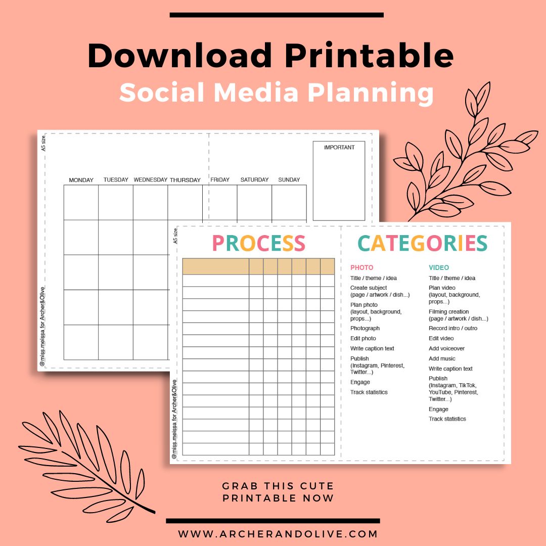 Social media planning printables