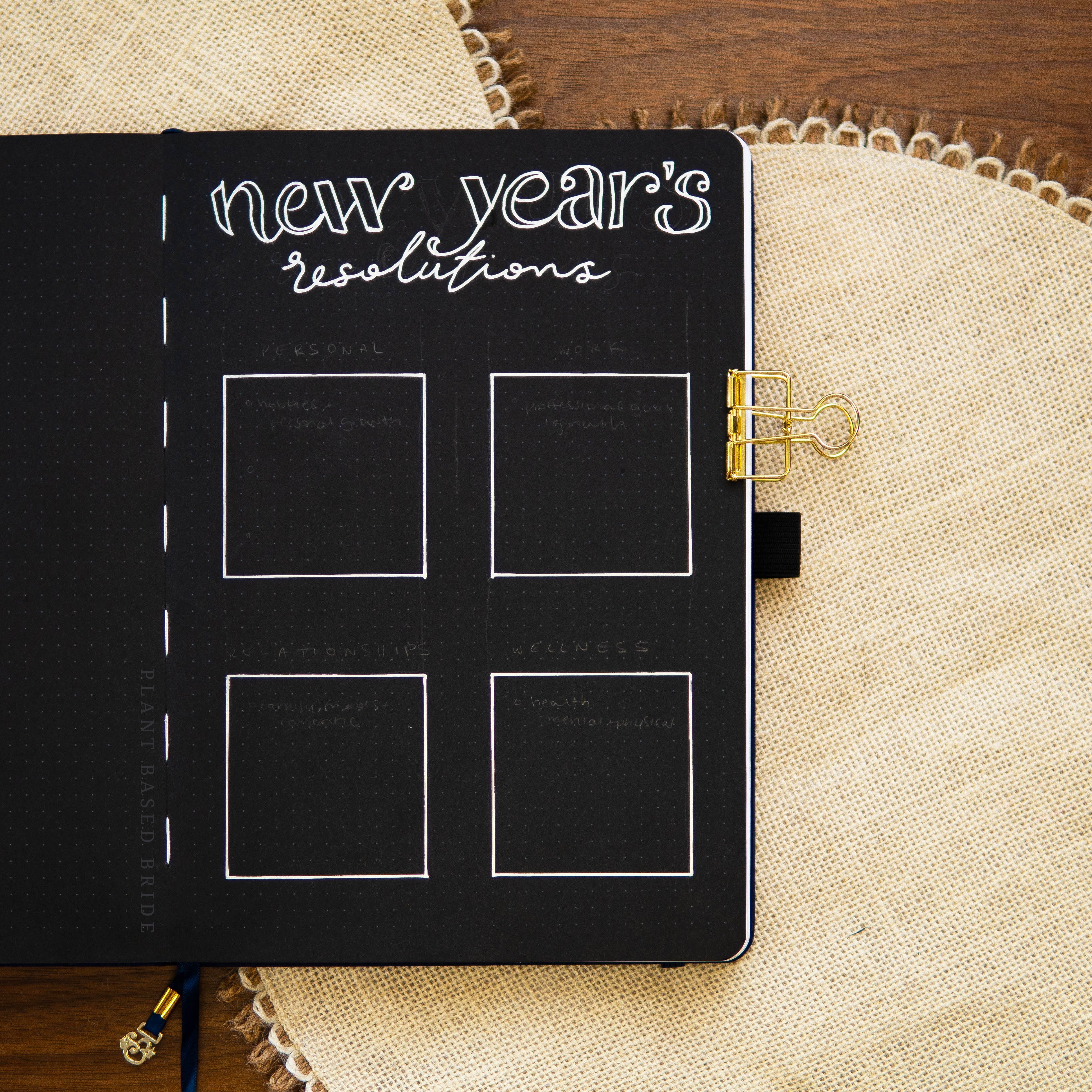 Bullet Journal New Year's Resolutions Spread