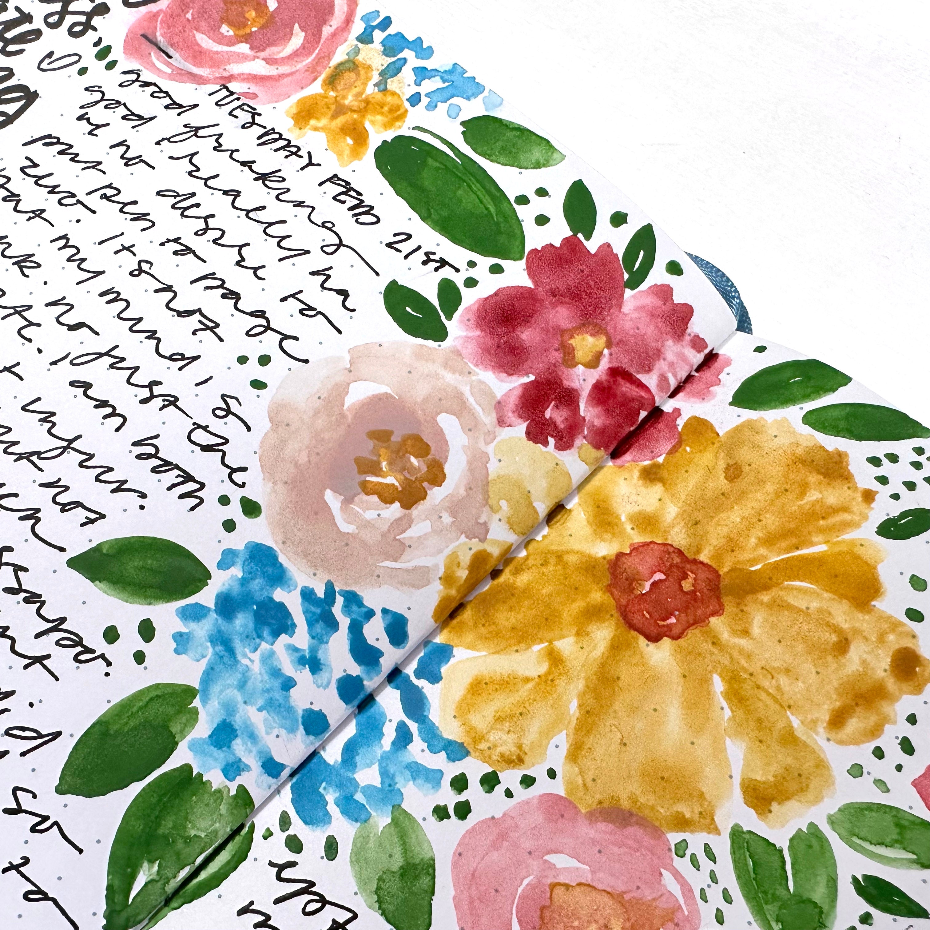 Journal Page with Watercolor Flowers