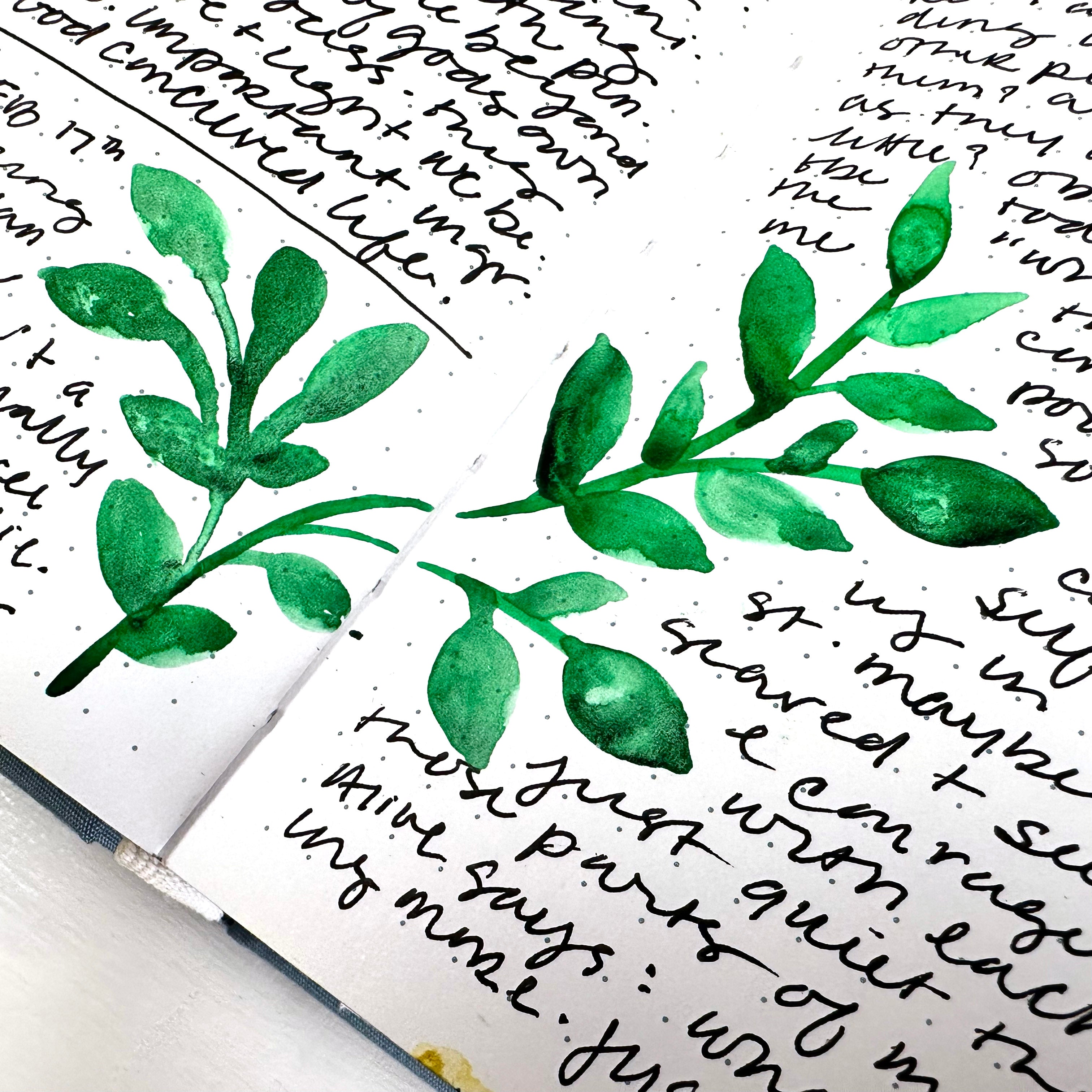 Watercolor Vines on a Journal Page