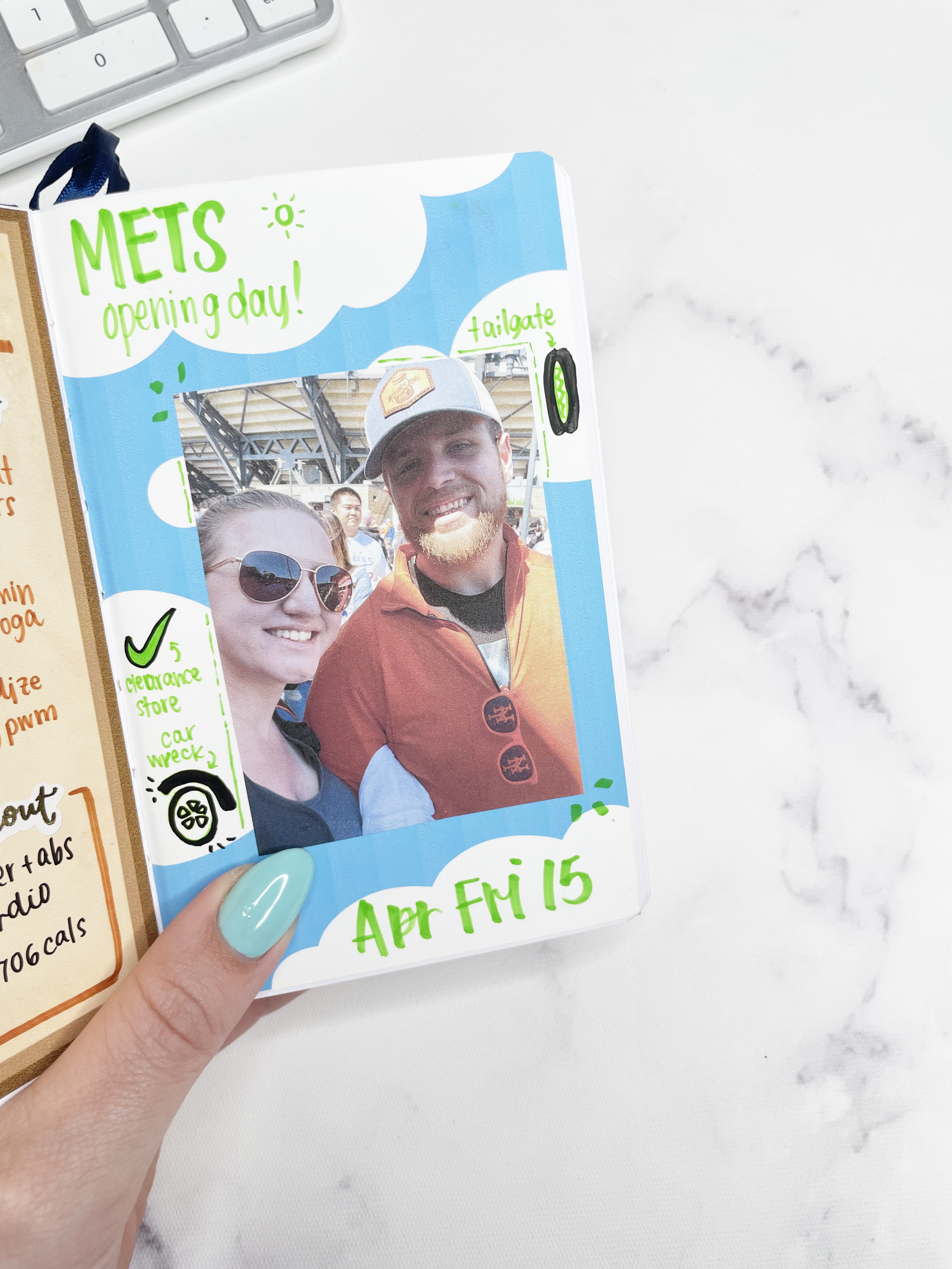 memory keeping with photo and doodles in an a6 planner