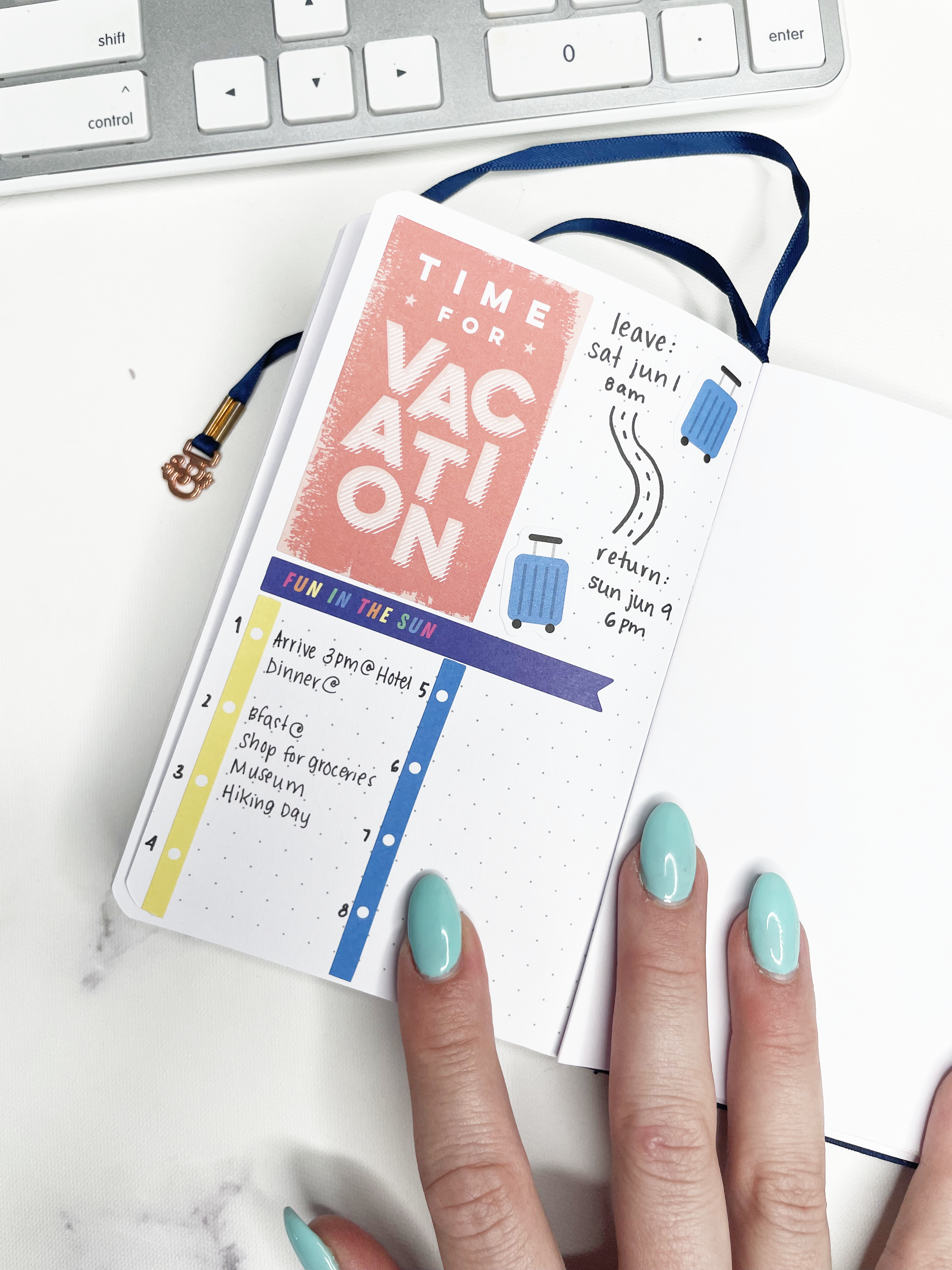 vacation planning in an a6 planner including stickers from sticker kit