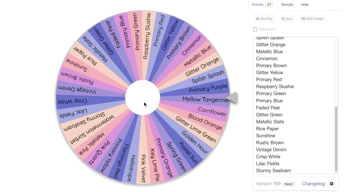 Wheel picking acyrlograph color "mellow tangerine"