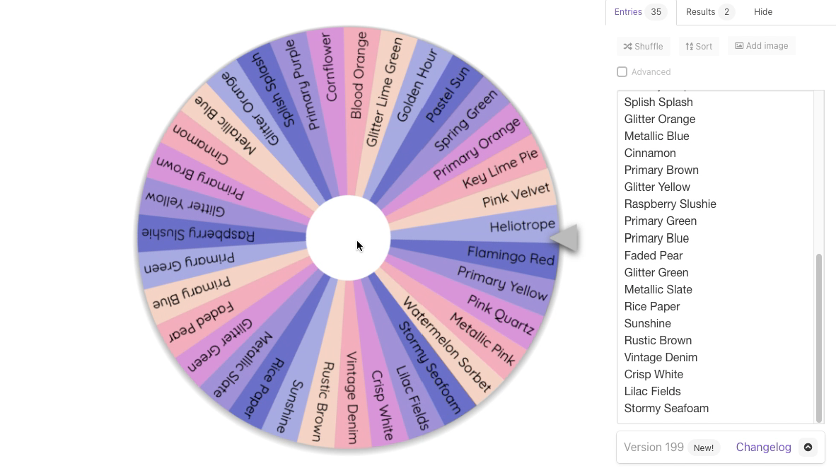 Wheel picking acrylograph color "heliotrope"