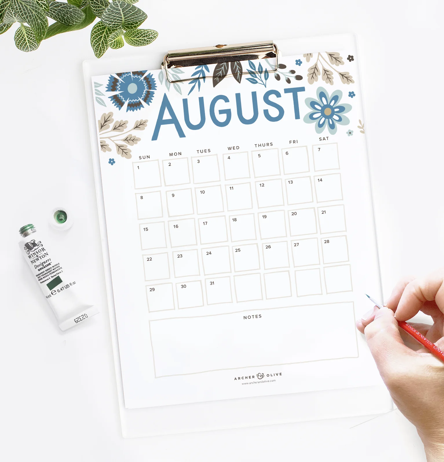 august calendar printable