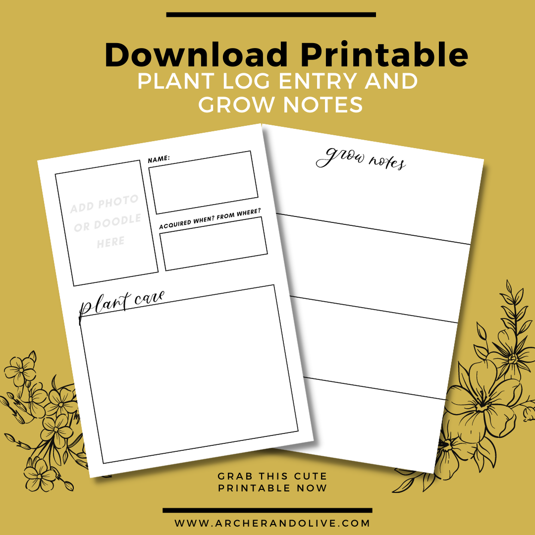 Download a free printable of a plant log entry and growth notes