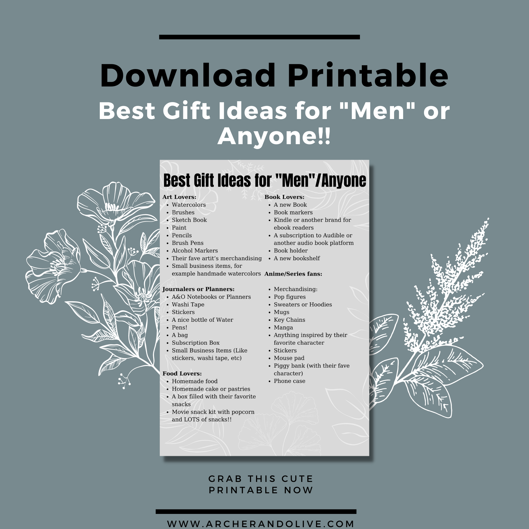 men's gift guide printable